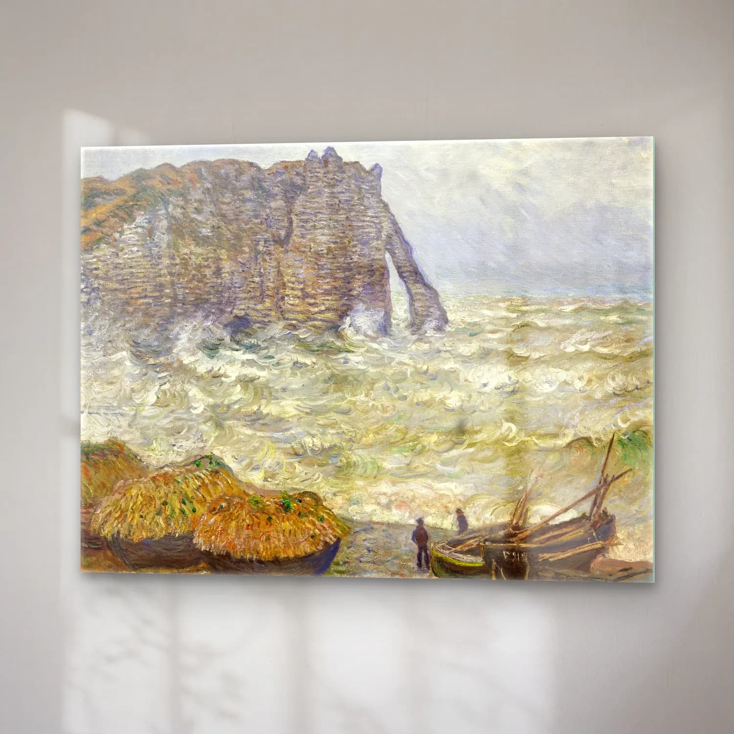 Claude Monet – Fırtınalı Denizde Gemi cam tablo — sağ açıdan görünüm