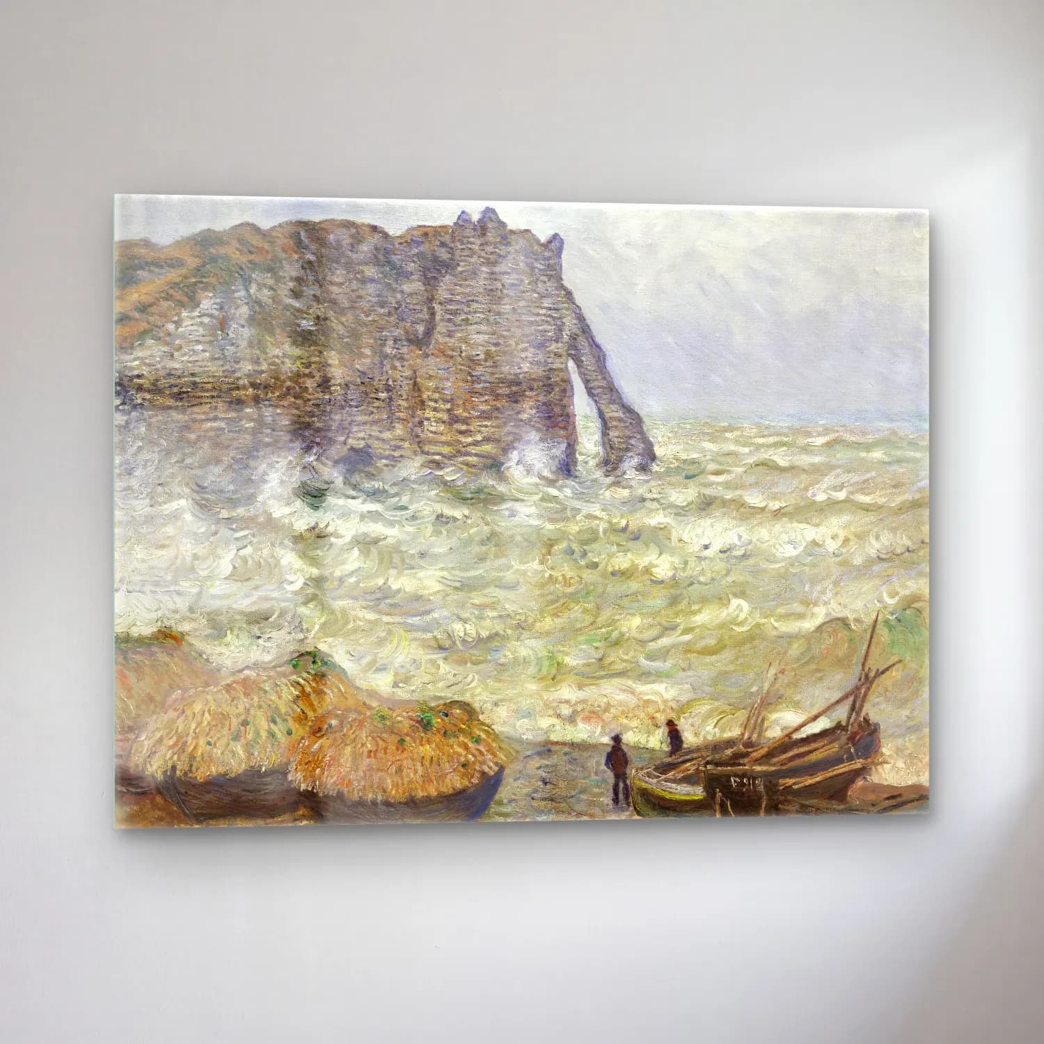 Claude Monet – Fırtınalı Denizde Gemi cam tablo — sol açıdan görünüm
