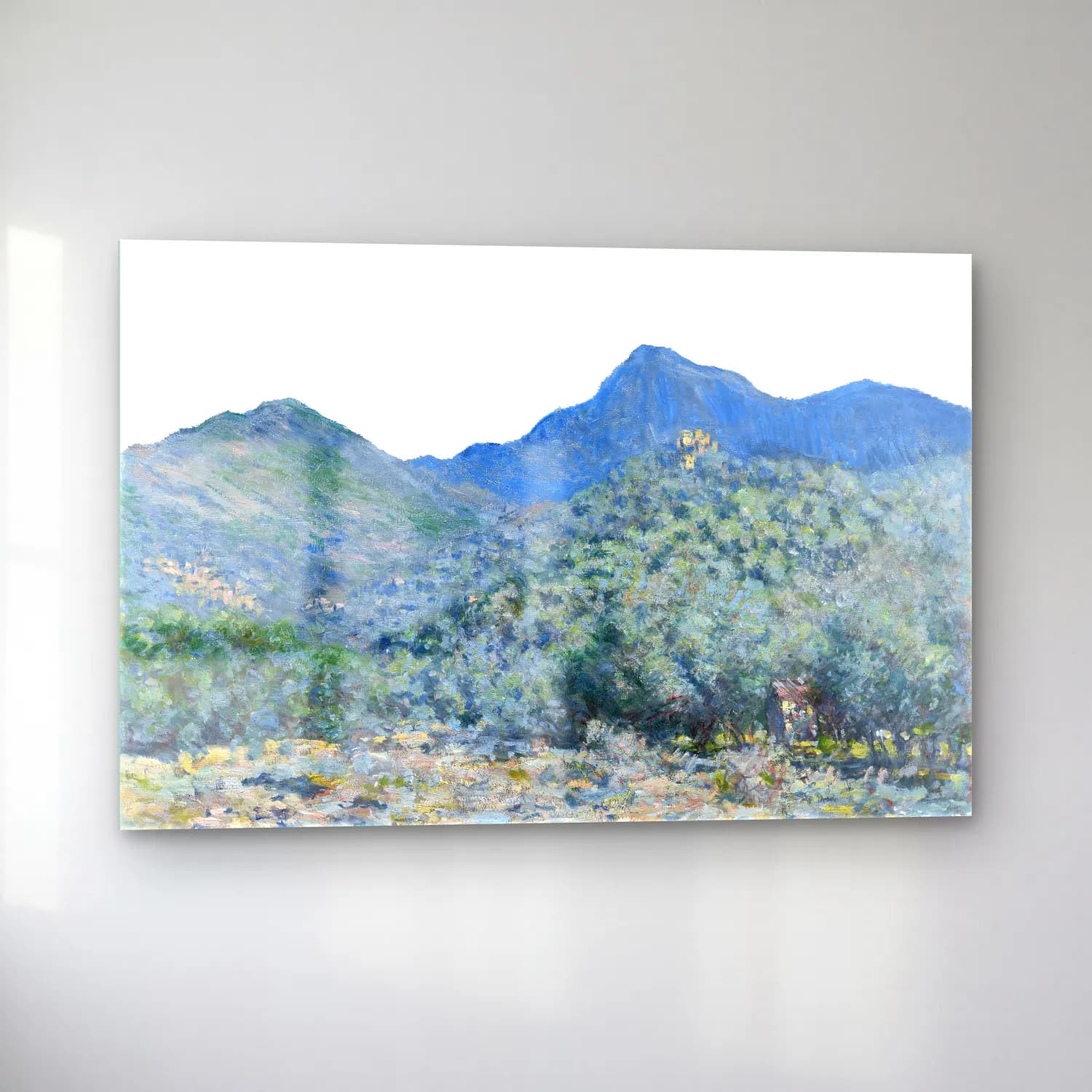 Claude Monet – Dağ Manzarası – Mavi Tonlar cam tablo — sol açıdan görünüm