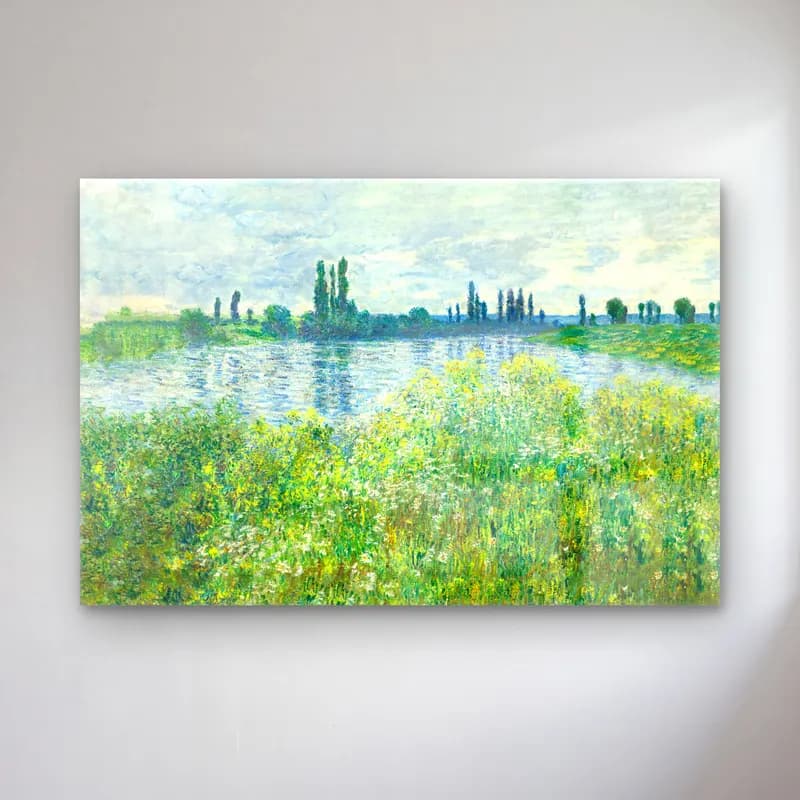 Claude Monet – Kırda Nehir – Yeşil Tonlar cam tablo — Claude Monet – Kırda Nehir – Yeşil Tonlar — empresyonist kırda nehir
