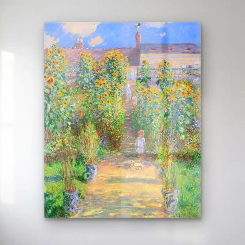 Claude Monet – Çiçek Bahçesi – Sarı Tonlar cam tablo — Claude Monet – Çiçek Bahçesi – Sarı Tonlar — empresyonist çiçek bahçesi