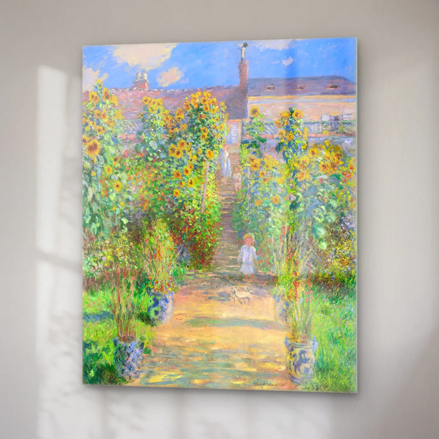 Claude Monet – Çiçek Bahçesi – Sarı Tonlar cam tablo — sağ açıdan görünüm