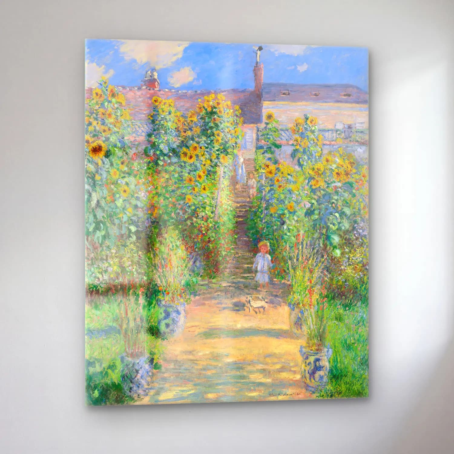 Claude Monet – Çiçek Bahçesi – Sarı Tonlar cam tablo — sol açıdan görünüm