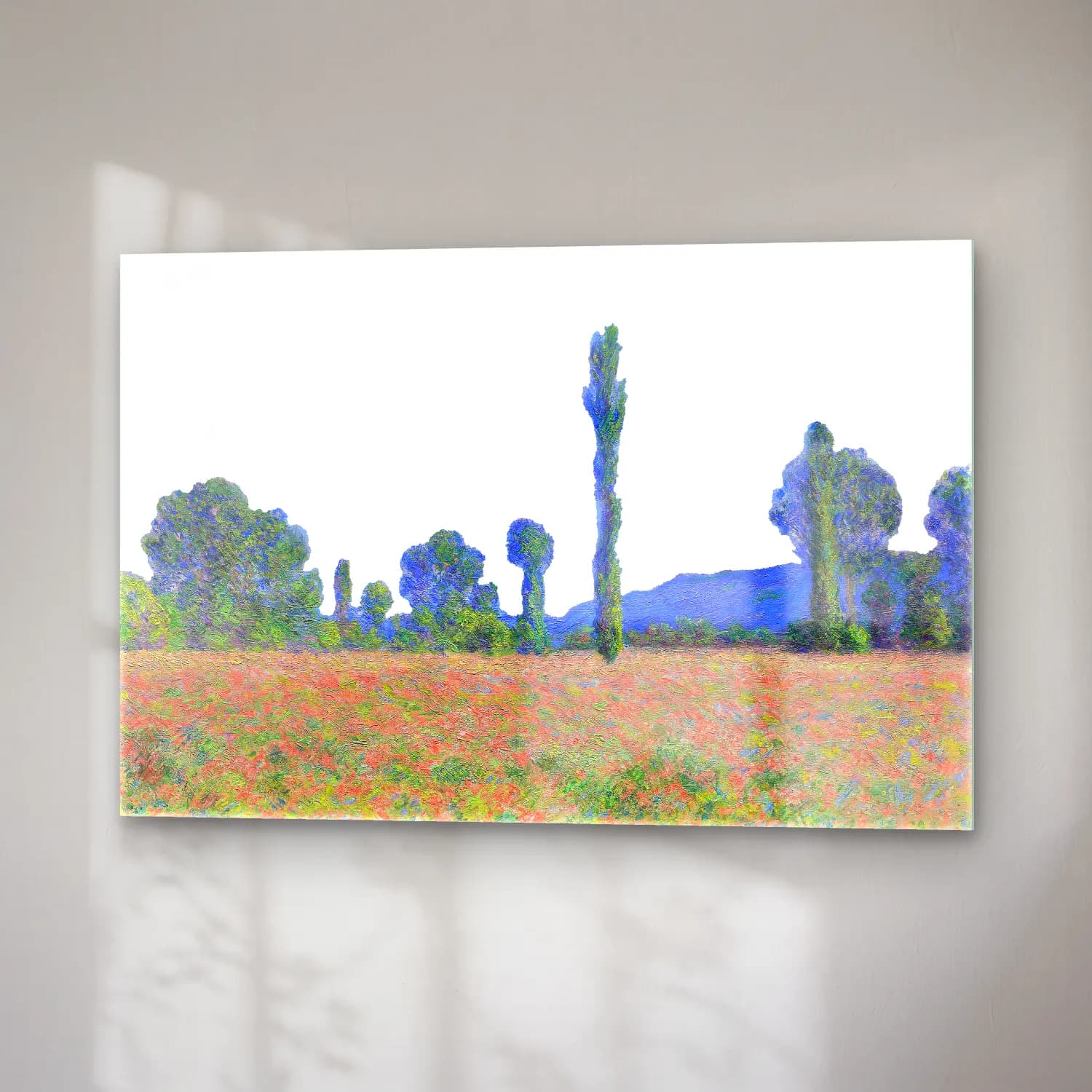 Claude Monet – Gelincik Tarlası – Kırmızı Tonlar cam tablo — sağ açıdan görünüm