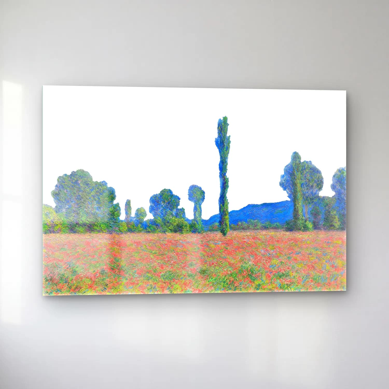 Claude Monet – Gelincik Tarlası – Kırmızı Tonlar cam tablo — sol açıdan görünüm