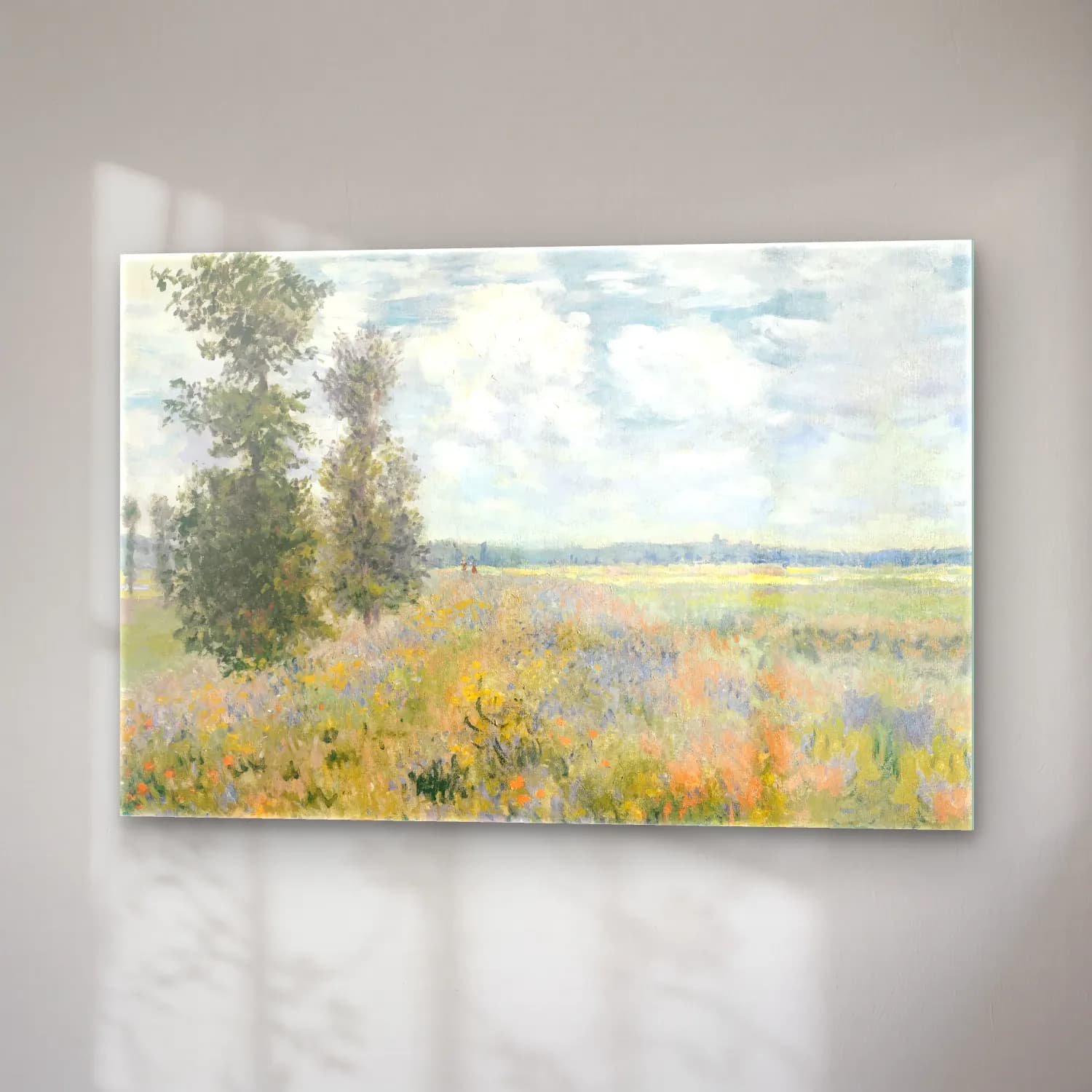 Claude Monet – Gelincik Tarlası – Pastel Tonlar cam tablo — sağ açıdan görünüm
