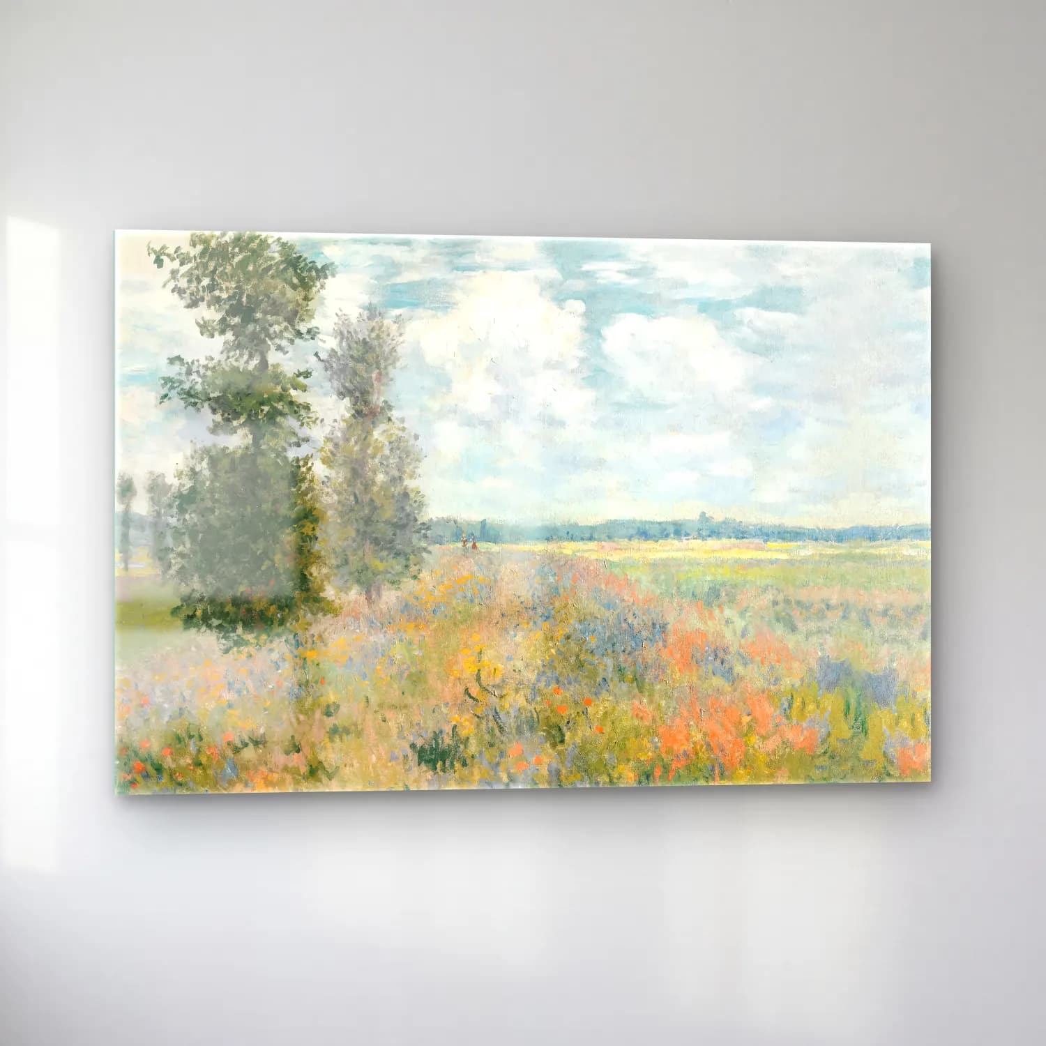 Claude Monet – Gelincik Tarlası – Pastel Tonlar cam tablo — sol açıdan görünüm
