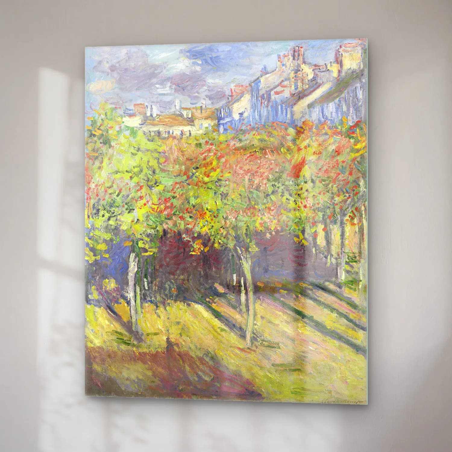 Claude Monet – Çiçek Bahçesi – Pastel Tonlar cam tablo — sağ açıdan görünüm