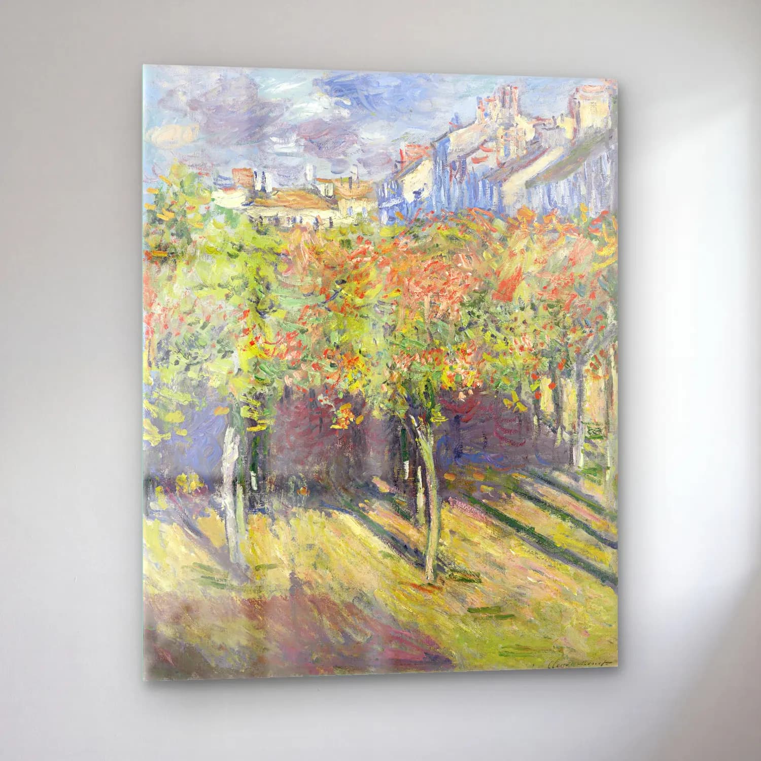 Claude Monet – Çiçek Bahçesi – Pastel Tonlar cam tablo — sol açıdan görünüm