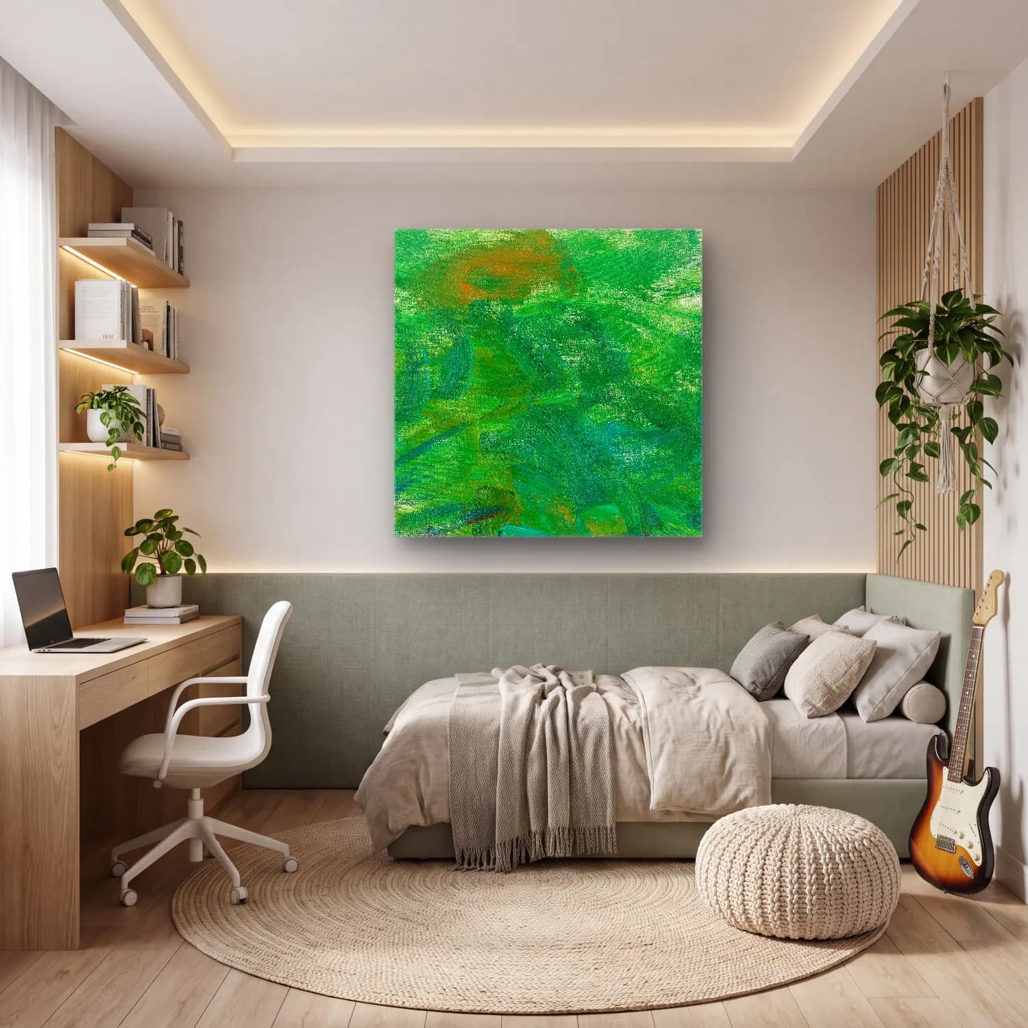 Claude Monet – Renk Alanları – Yeşil Tonlar cam tablo — genç odasında