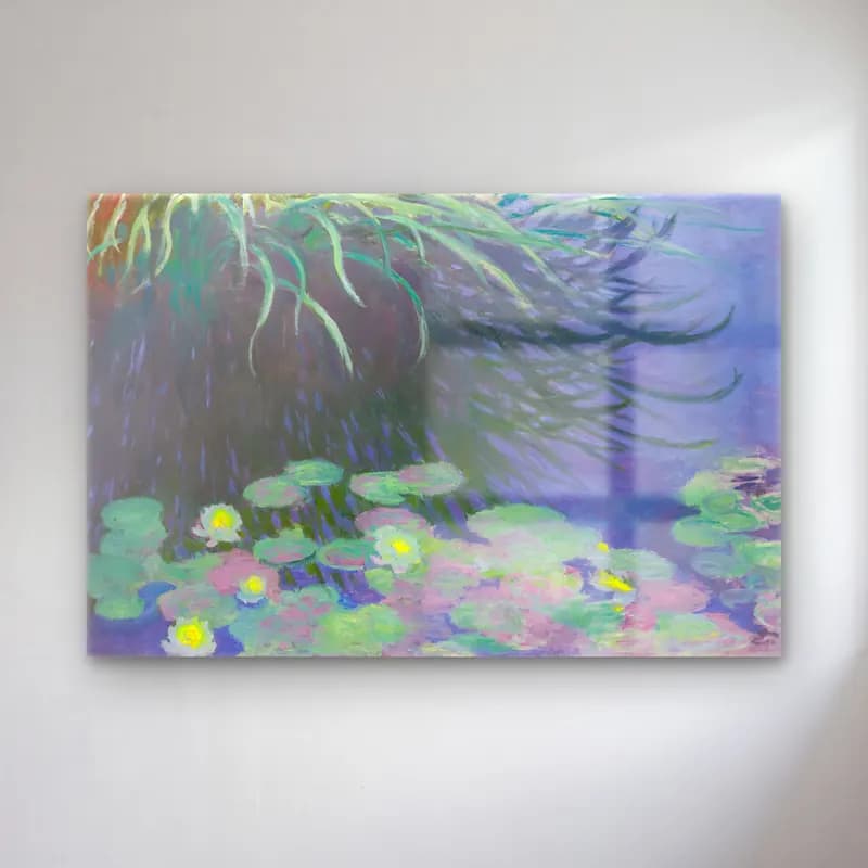 Claude Monet – Nilüfer Göleti – Pastel Tonlar cam tablo — Claude Monet – Nilüfer Göleti – Pastel Tonlar — empresyonist nilüfer göleti