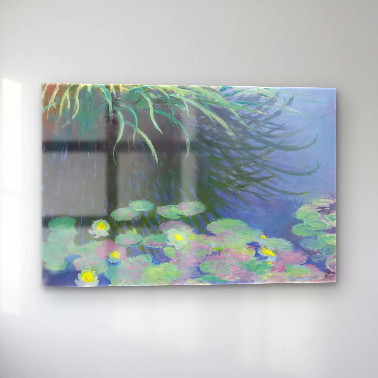 Claude Monet – Nilüfer Göleti – Pastel Tonlar cam tablo — sol açıdan görünüm