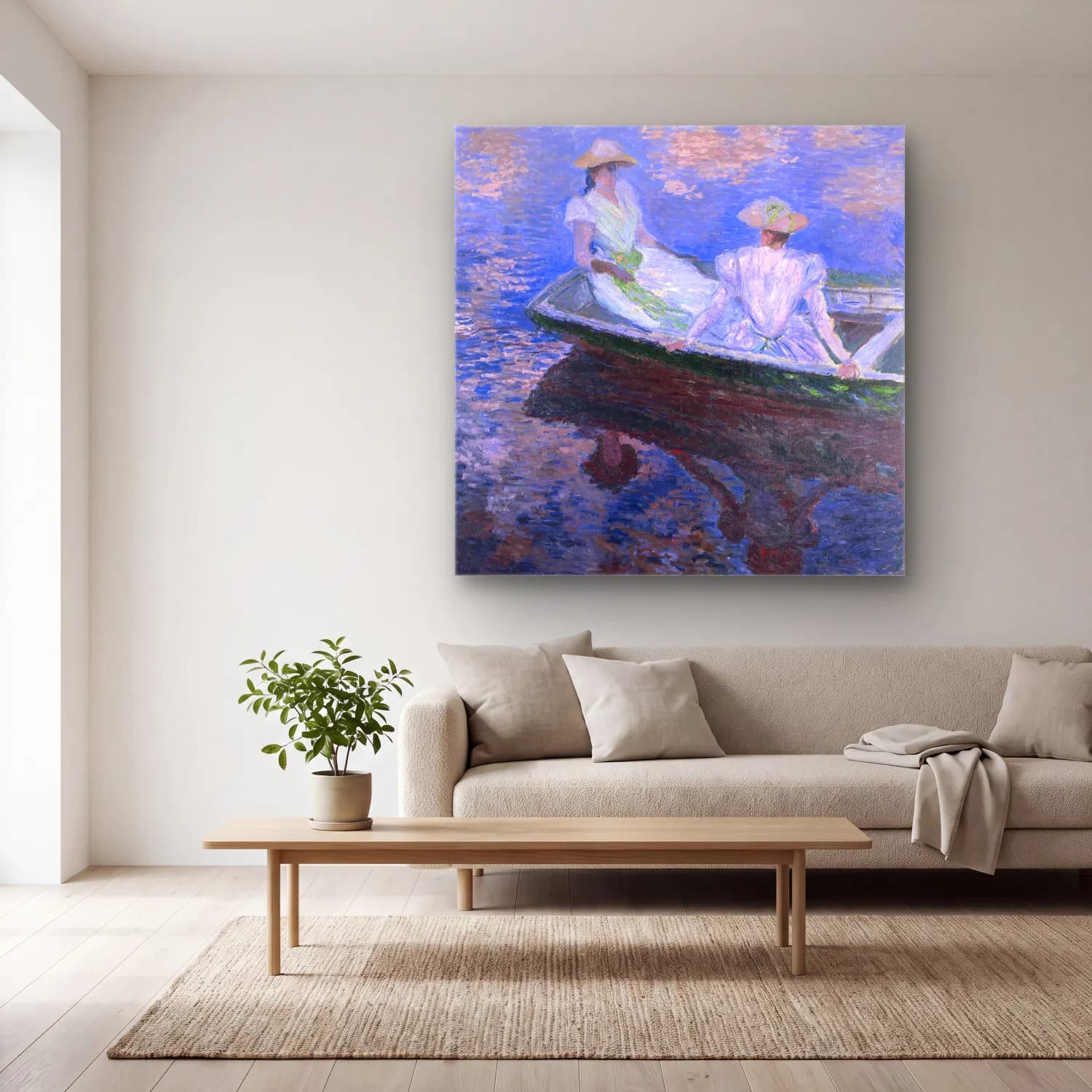 Claude Monet – Nilüfer Göleti – Mor Tonlar cam tablo — açık renk salonda