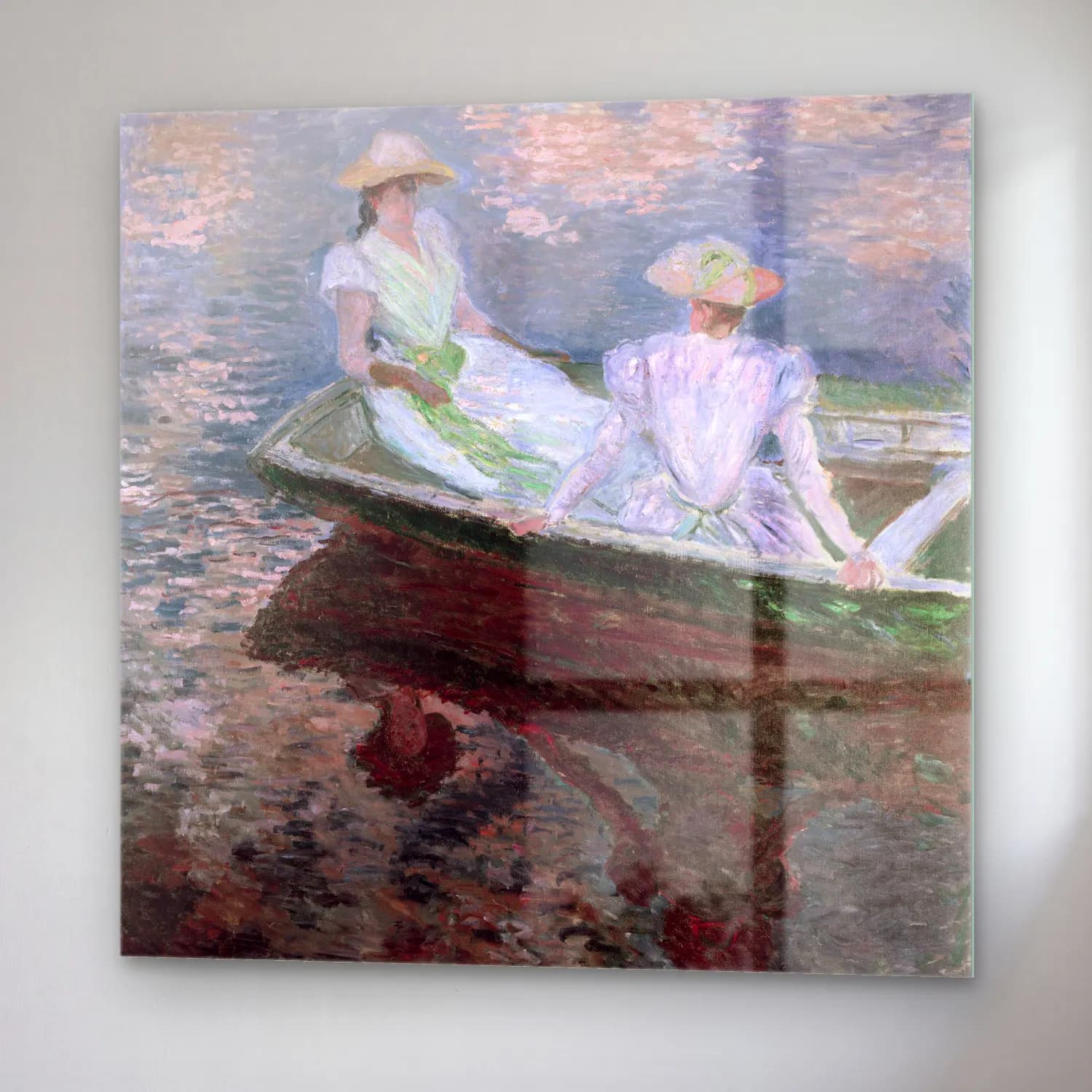 Claude Monet – Nilüfer Göleti – Mor Tonlar cam tablo — sağ açıdan görünüm