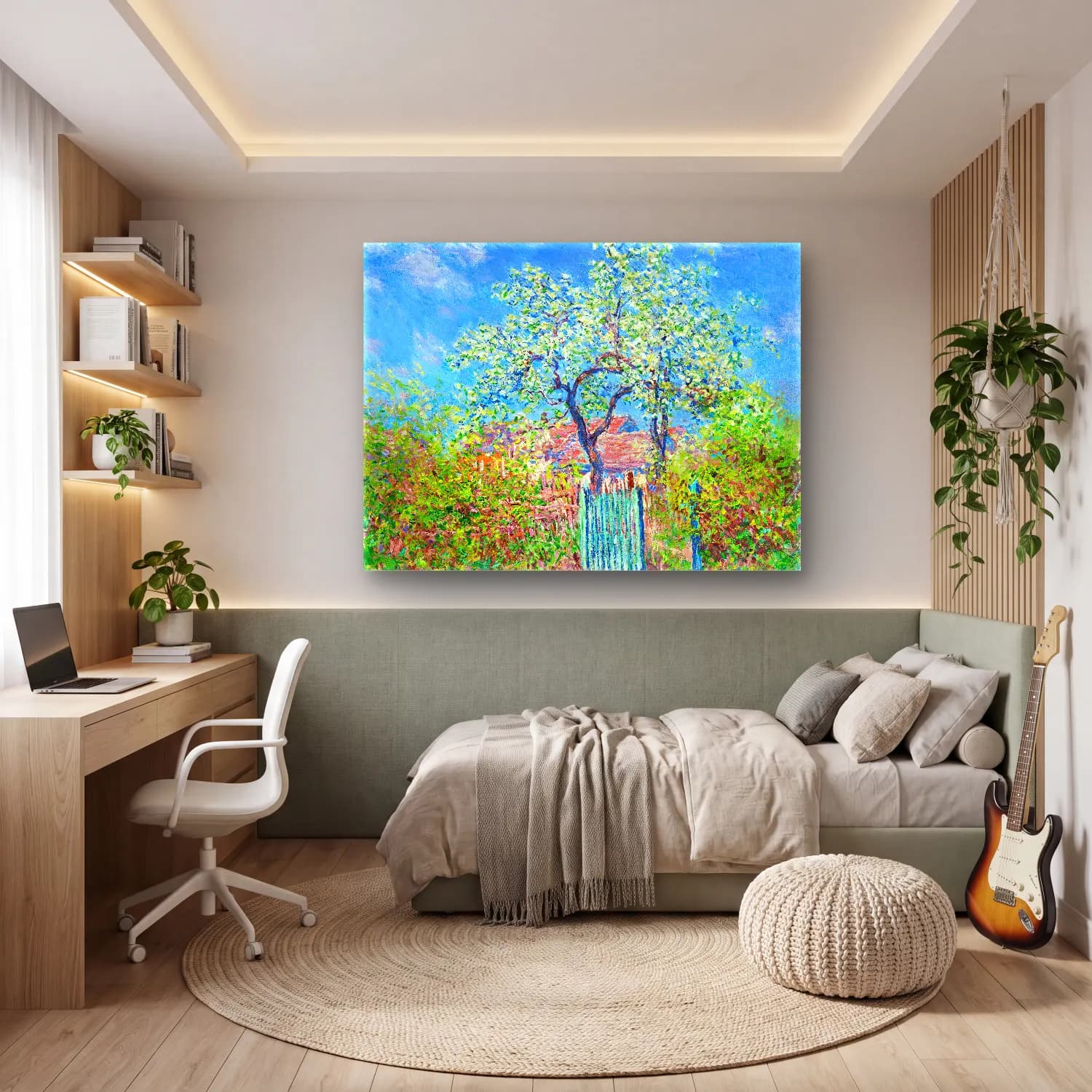Claude Monet – Bahçeli Kulübe cam tablo — genç odasında