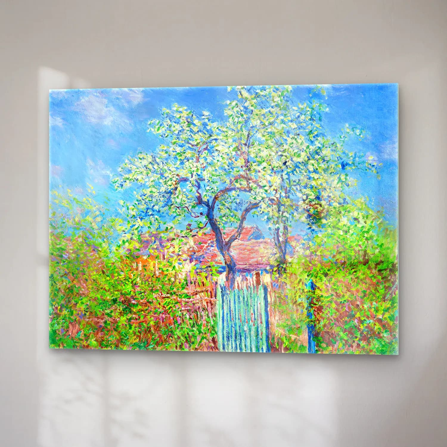 Claude Monet – Bahçeli Kulübe cam tablo — sağ açıdan görünüm