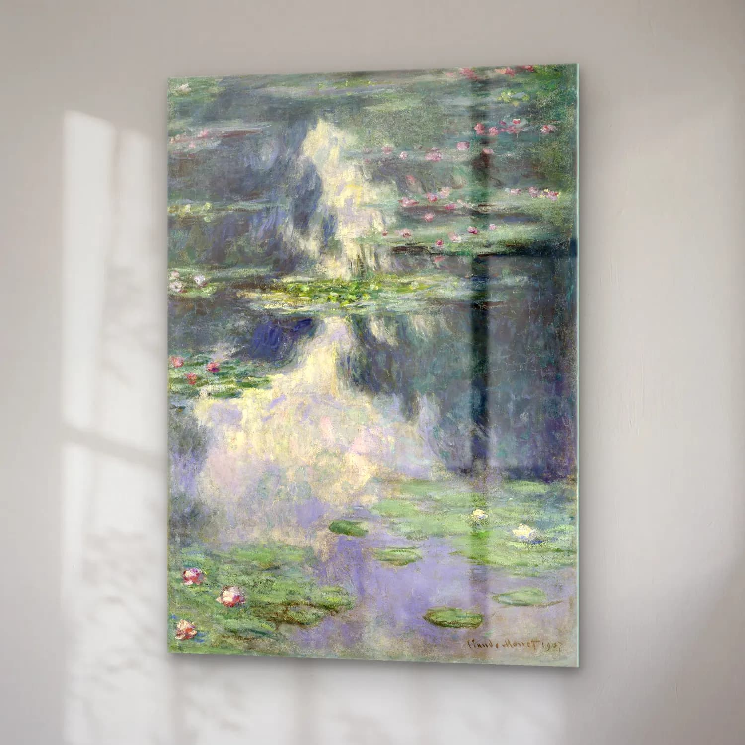 Claude Monet – Nilüfer Göleti No. 6 cam tablo — sağ açıdan görünüm