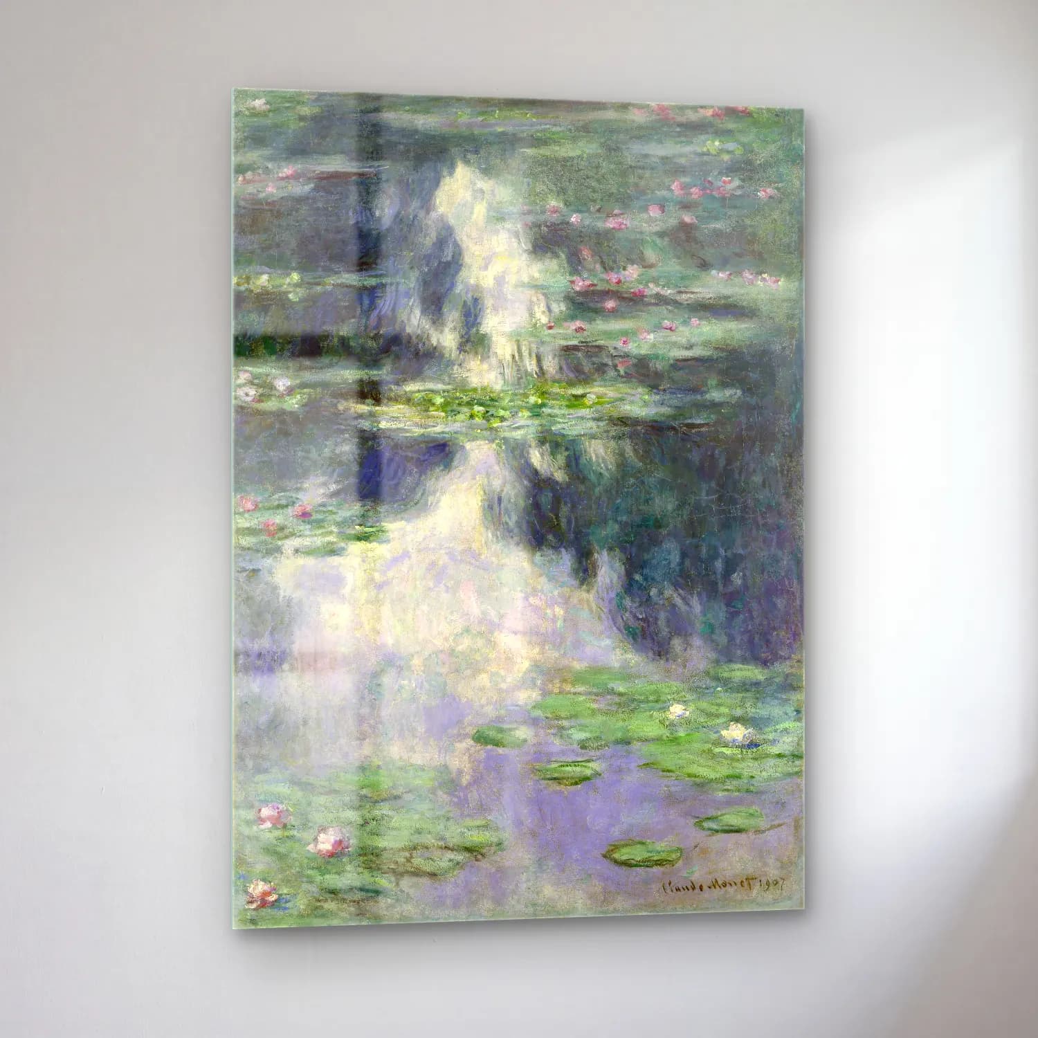 Claude Monet – Nilüfer Göleti No. 6 cam tablo — sol açıdan görünüm