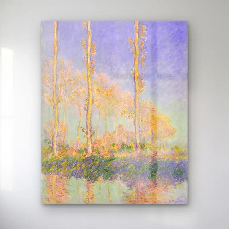 Claude Monet – Orman – Pembe Tonlar cam tablo — Claude Monet – Orman – Pembe Tonlar — empresyonist orman