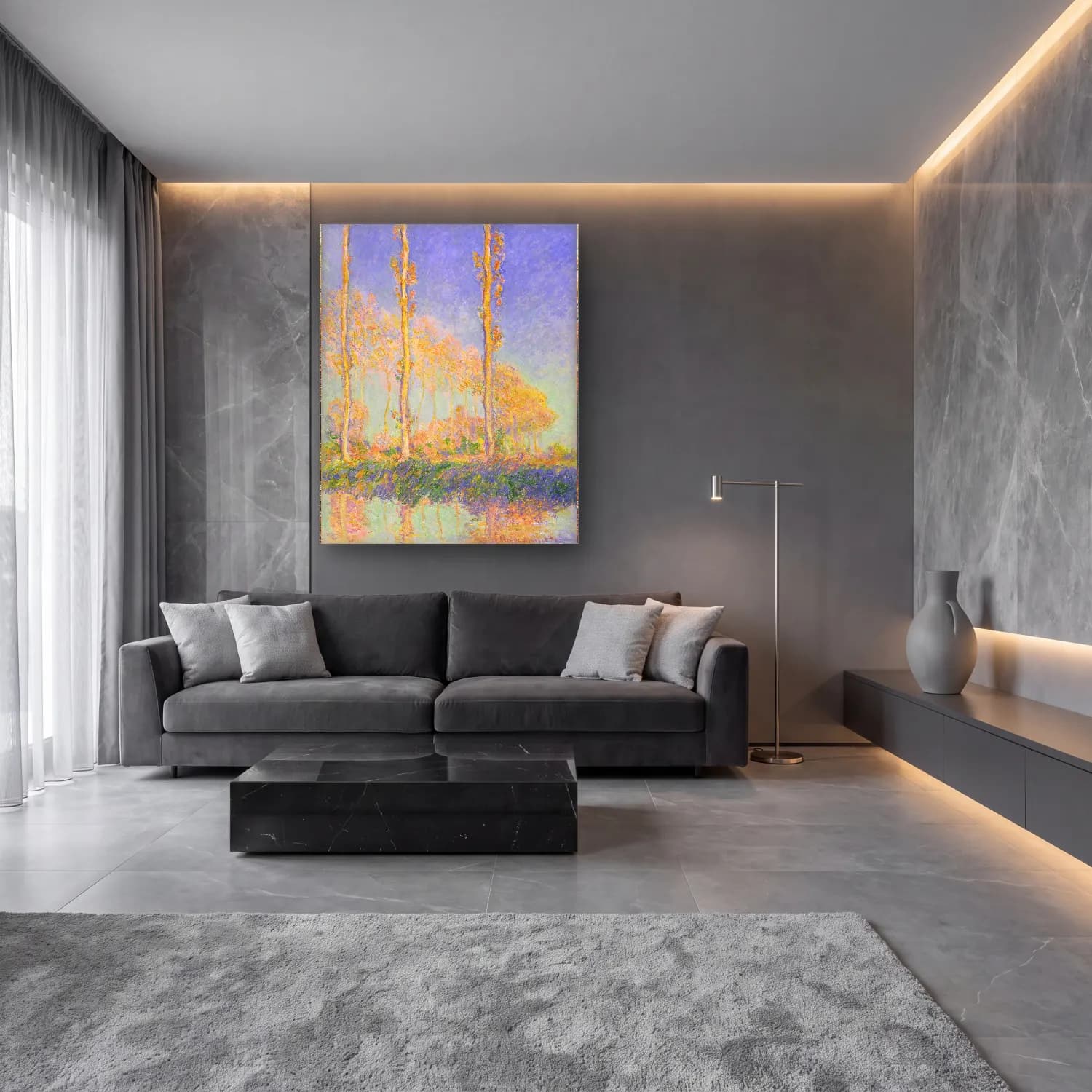 Claude Monet – Orman – Pembe Tonlar cam tablo — lüks salon duvarında