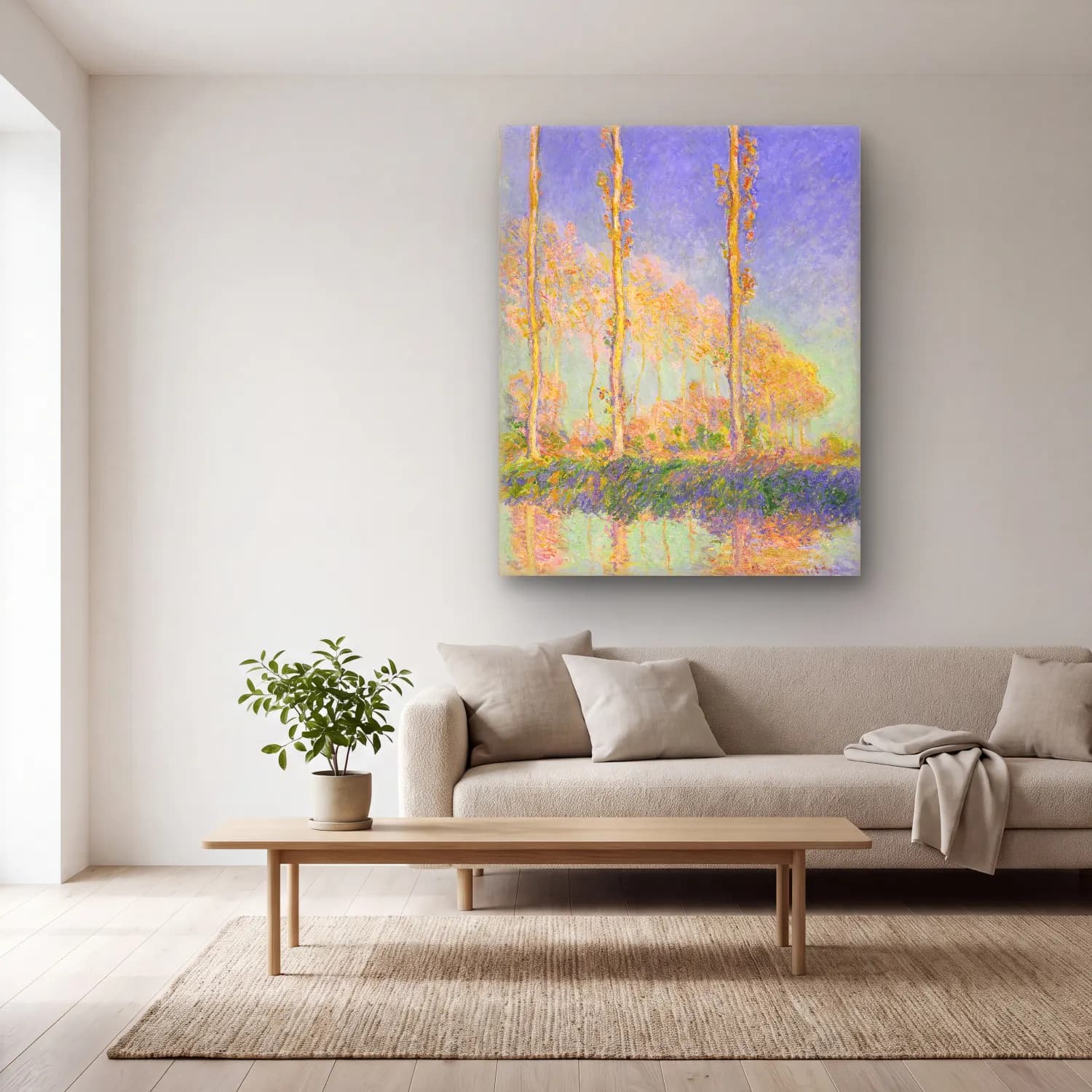 Claude Monet – Orman – Pembe Tonlar cam tablo — açık renk salonda