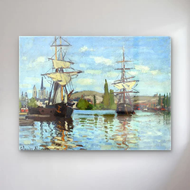 Claude Monet – Liman ve Tekneler – Siyah Beyaz Tonlar cam tablo — Claude Monet – Liman ve Tekneler – Siyah Beyaz Tonlar — empresyonist liman ve tekneler