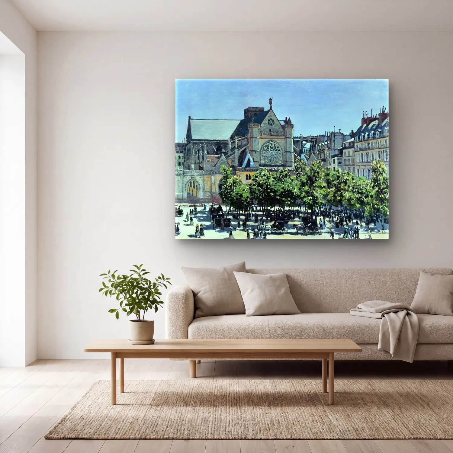 Claude Monet – Katedral – Pastel Tonlar cam tablo — açık renk salonda