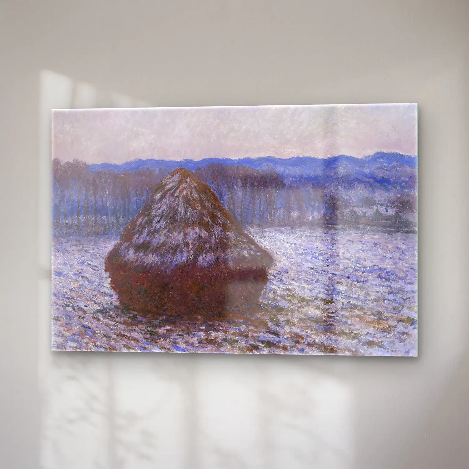 Claude Monet – Karlı Kış Manzarası No. 5 cam tablo — sağ açıdan görünüm