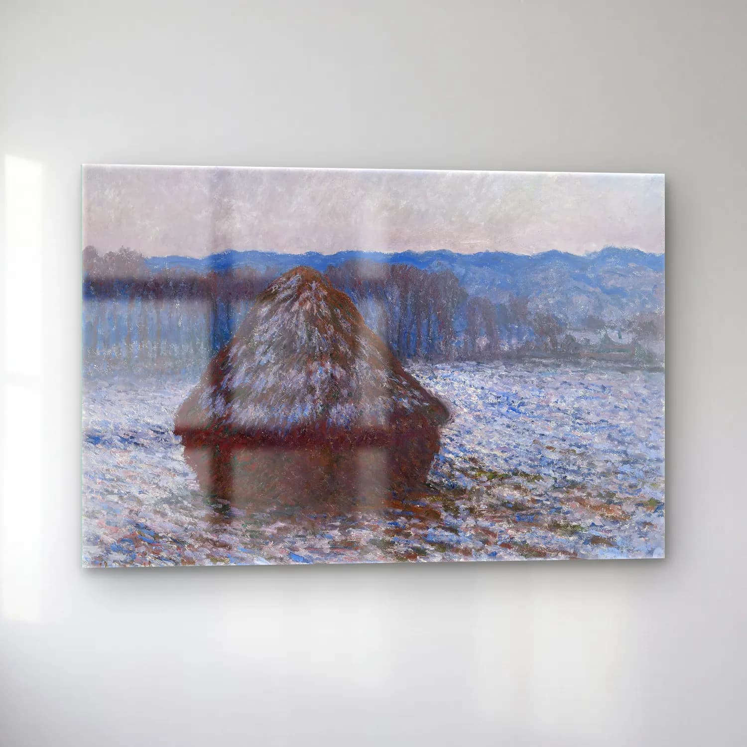 Claude Monet – Karlı Kış Manzarası No. 5 cam tablo — sol açıdan görünüm