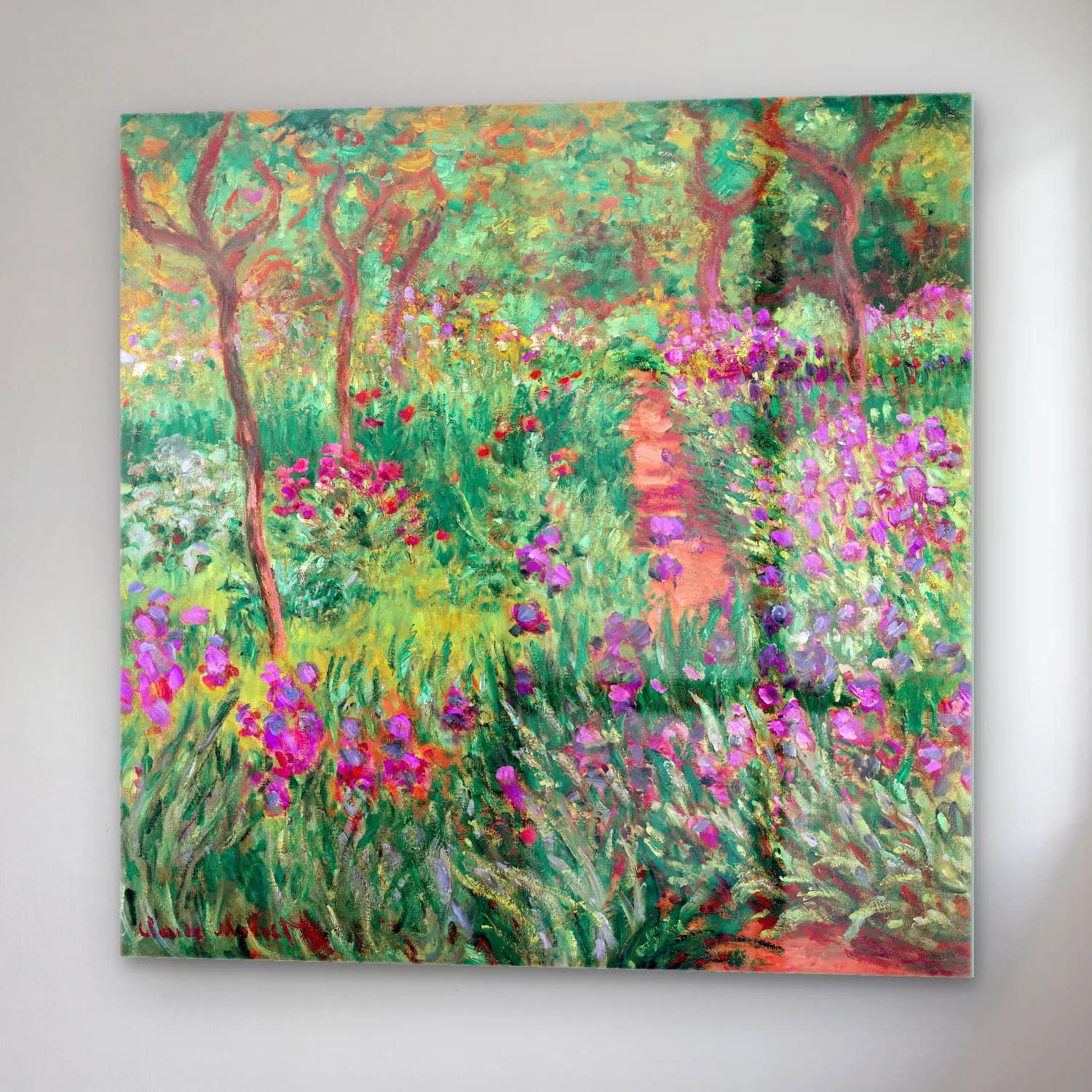Claude Monet – Süsenler cam tablo — sağ açıdan görünüm