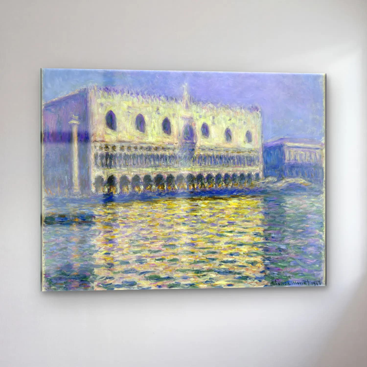 Claude Monet – Venedik Kanalları – Mor Tonlar cam tablo — sol açıdan görünüm
