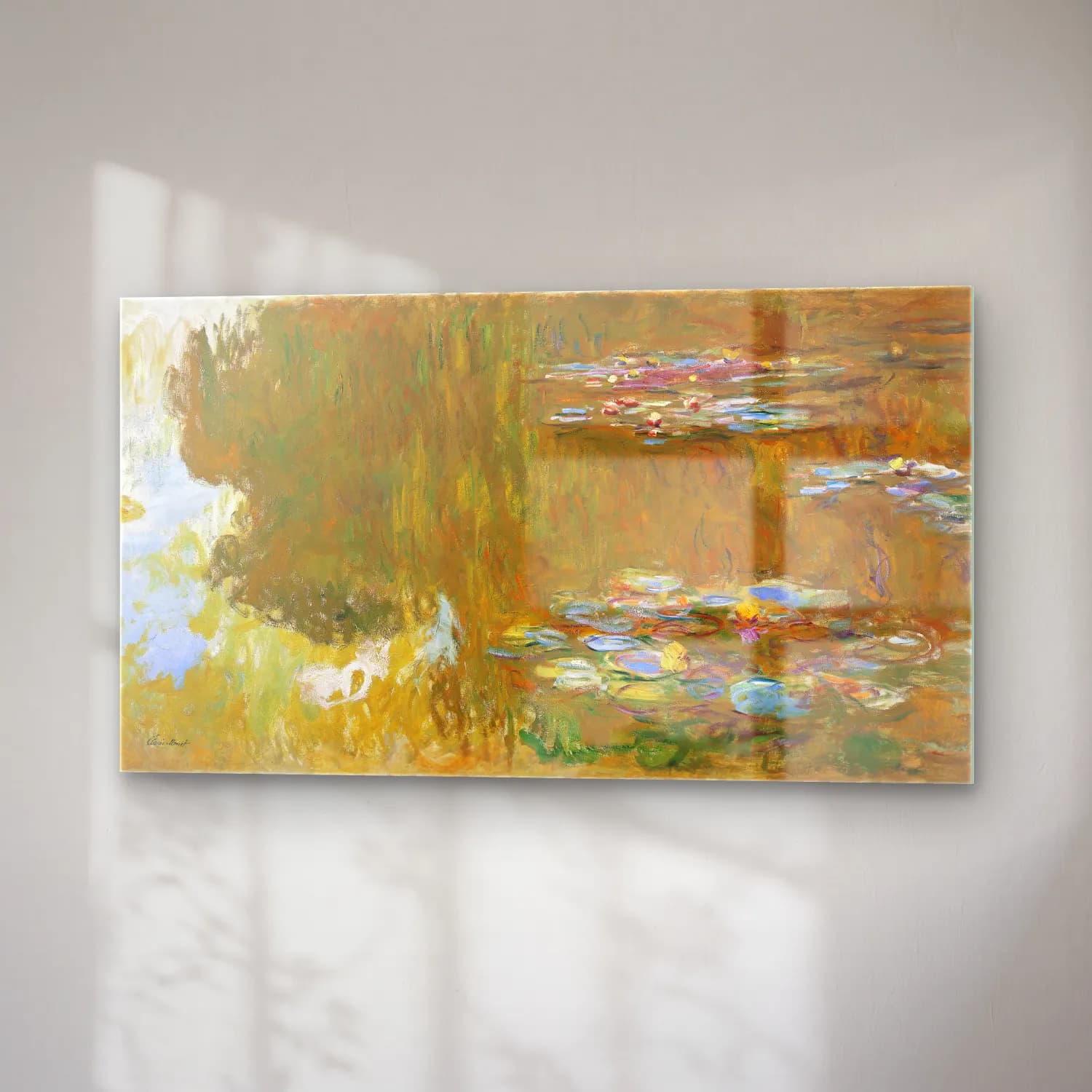 Claude Monet – Nilüfer Göleti No. 7 cam tablo — sağ açıdan görünüm