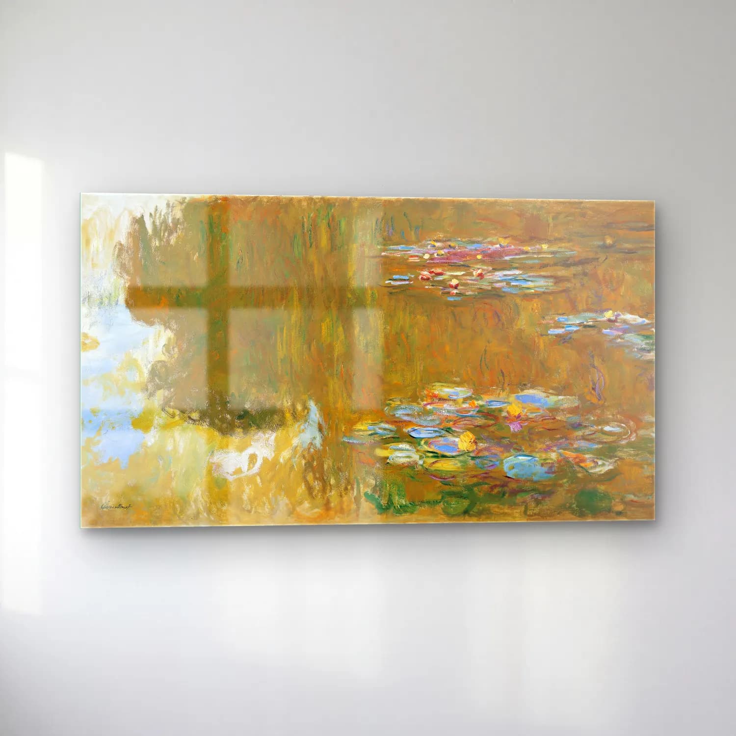 Claude Monet – Nilüfer Göleti No. 7 cam tablo — sol açıdan görünüm
