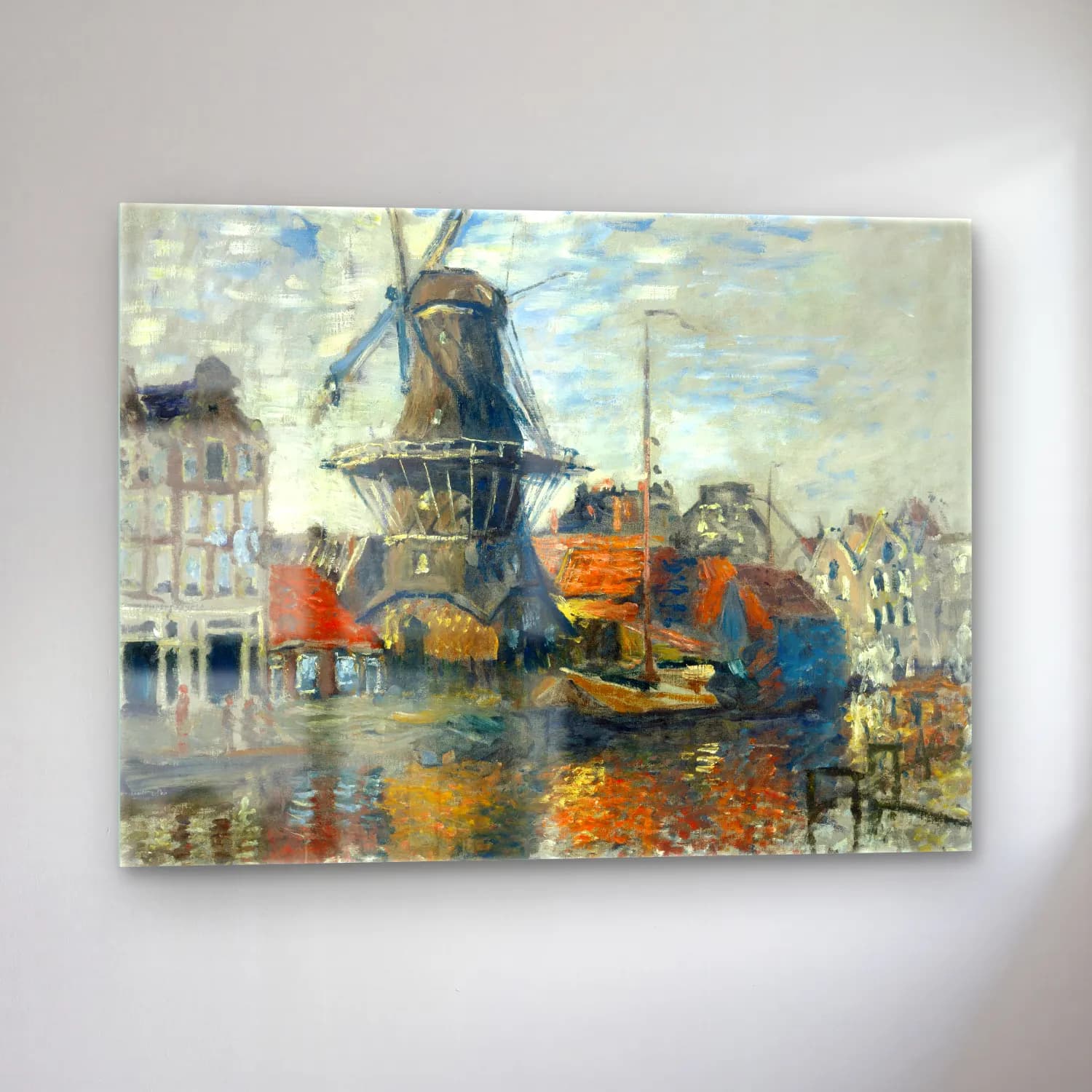 Claude Monet – Liman ve Tekneler No. 9 cam tablo — sol açıdan görünüm