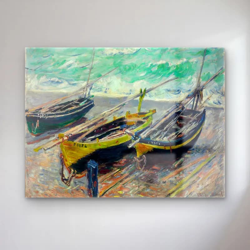 Claude Monet – Liman ve Tekneler – Yeşil Tonlar cam tablo — Claude Monet – Liman ve Tekneler – Yeşil Tonlar — empresyonist liman ve tekneler