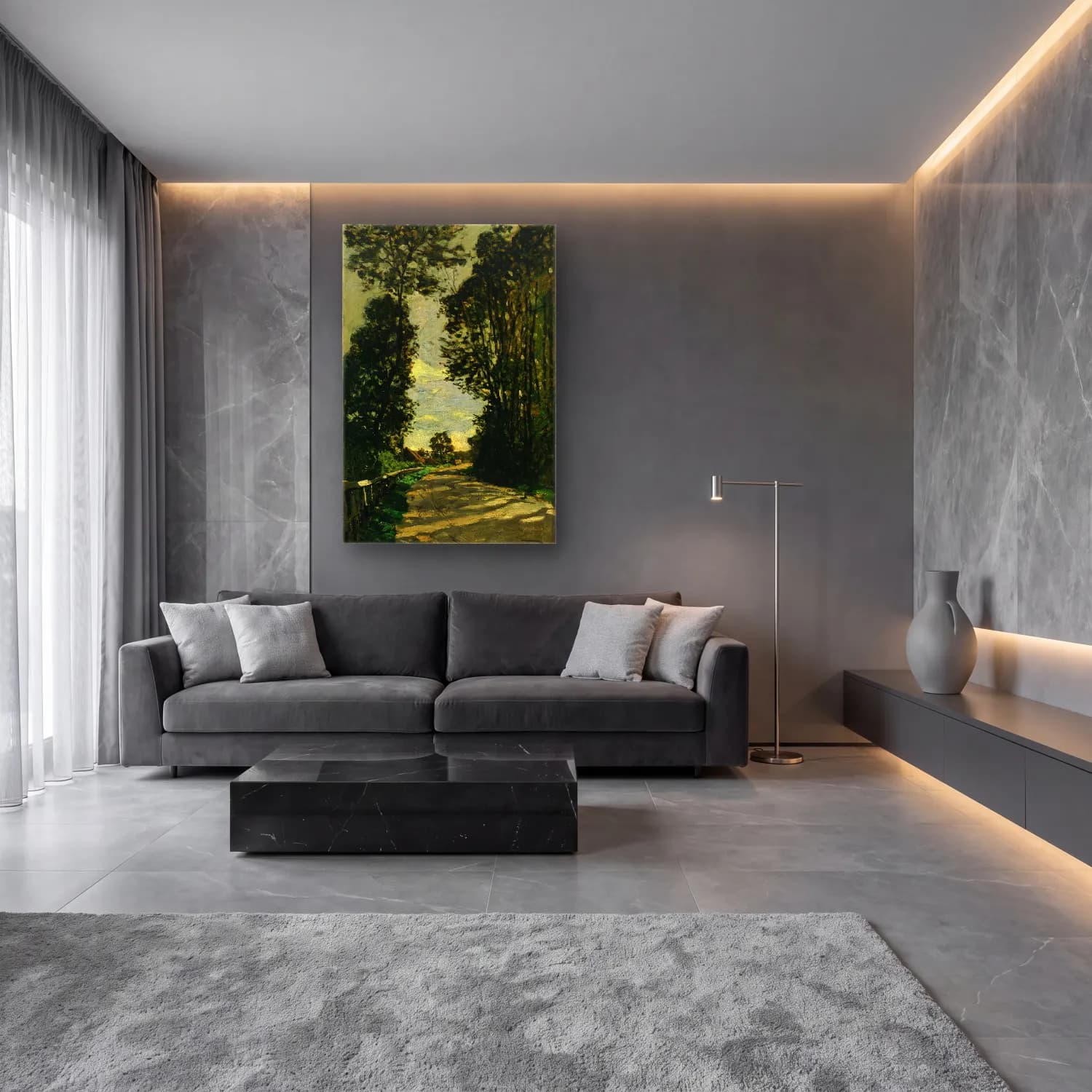 Claude Monet – Orman cam tablo — lüks salon duvarında
