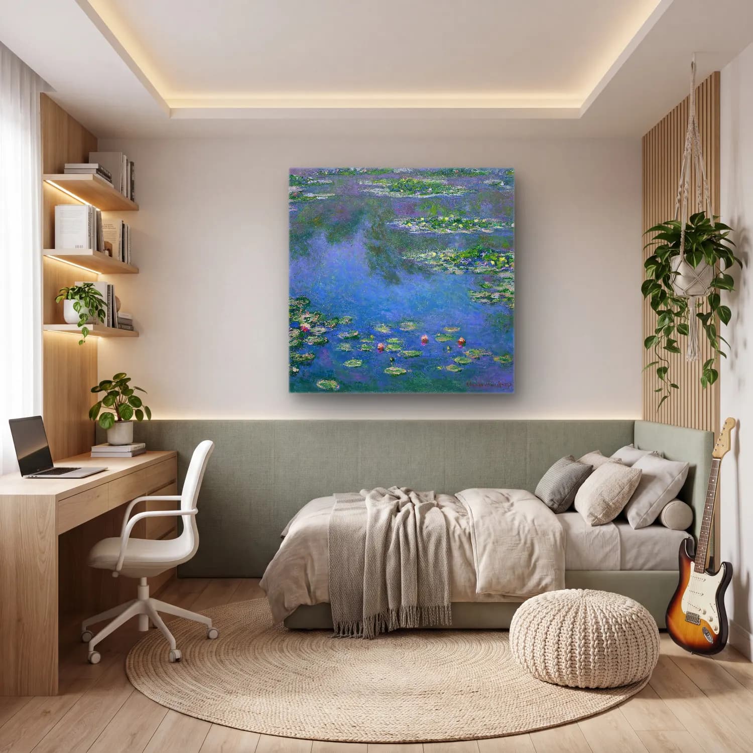 Claude Monet – Nilüfer Göleti No. 8 cam tablo — genç odasında