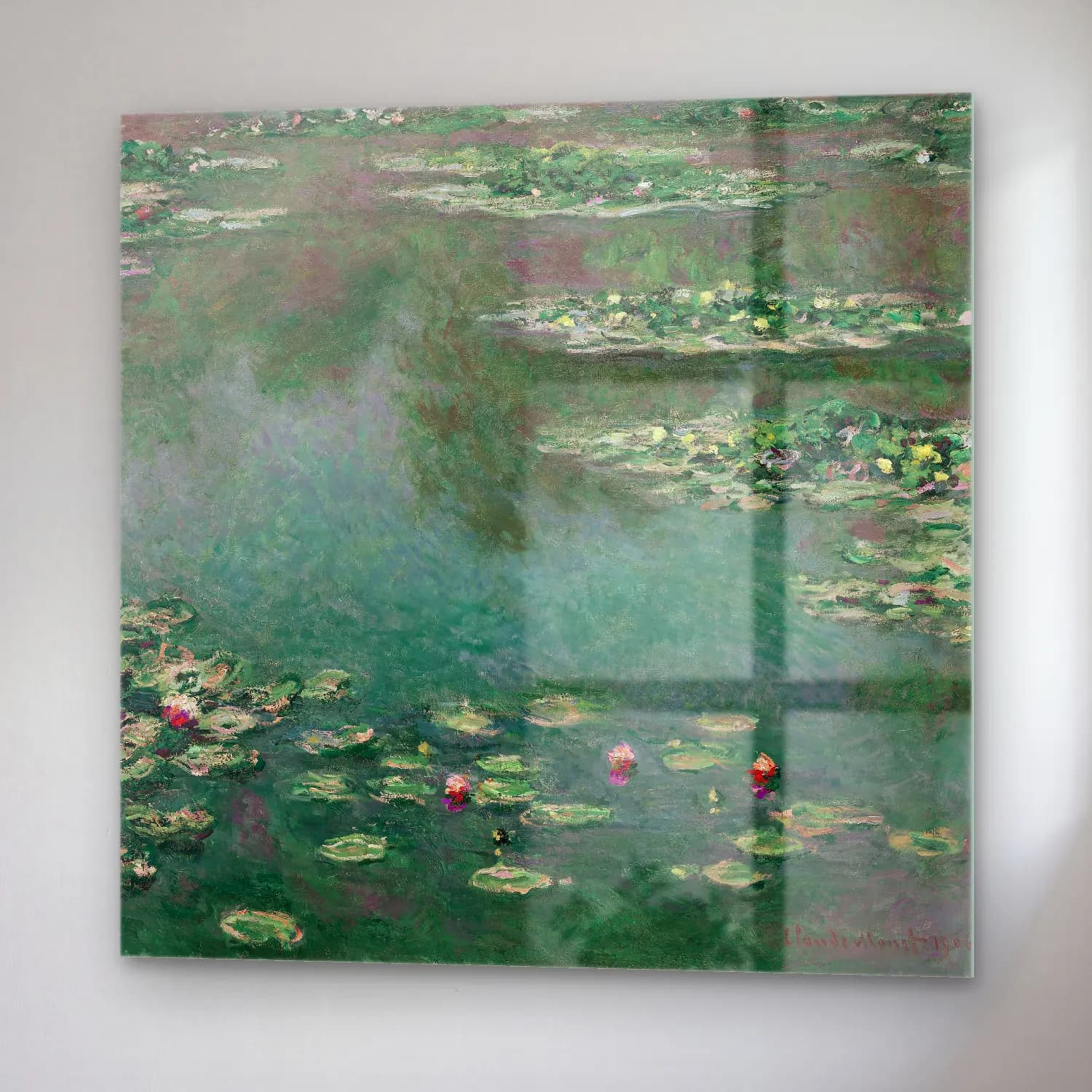 Claude Monet – Nilüfer Göleti No. 8 cam tablo — sağ açıdan görünüm