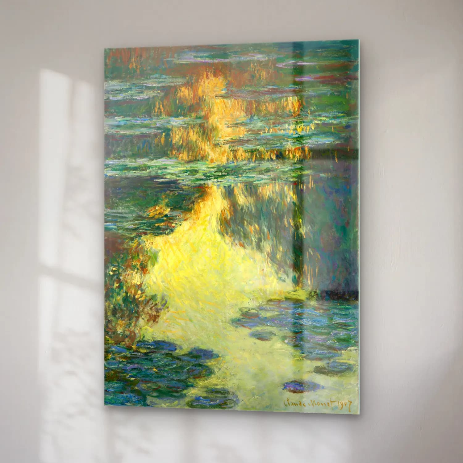 Claude Monet – Nilüfer Göleti cam tablo — sağ açıdan görünüm