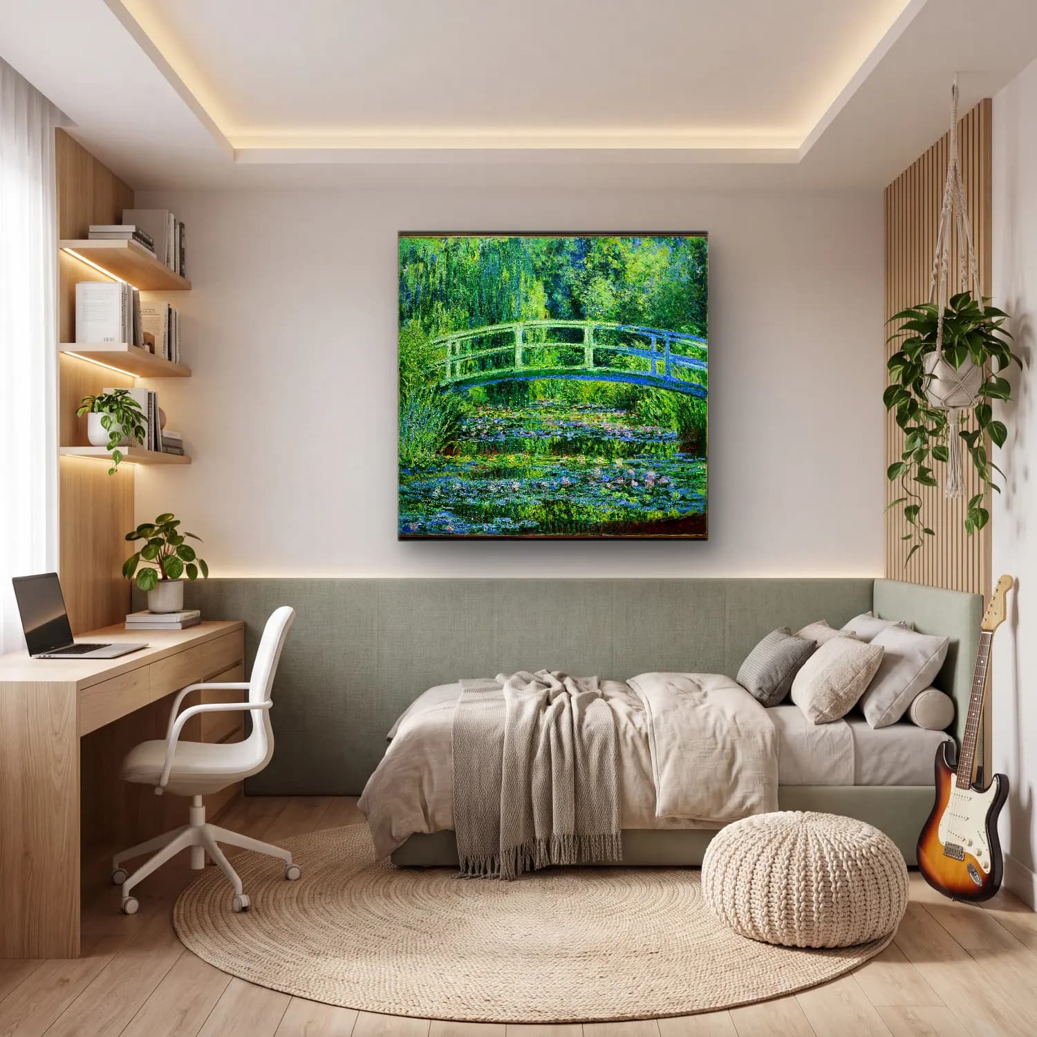Claude Monet – Nilüfer Göleti No. 9 cam tablo — genç odasında