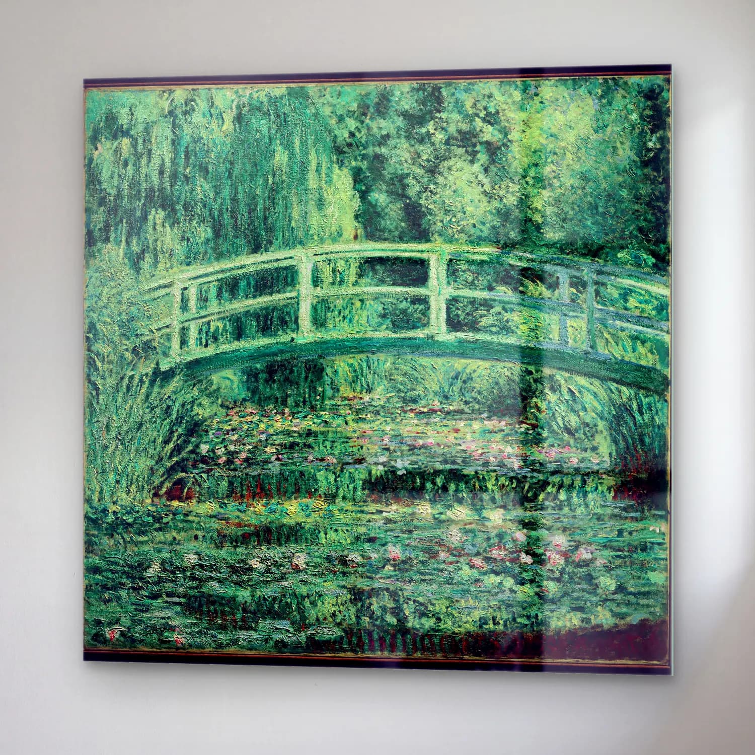 Claude Monet – Nilüfer Göleti No. 9 cam tablo — sağ açıdan görünüm