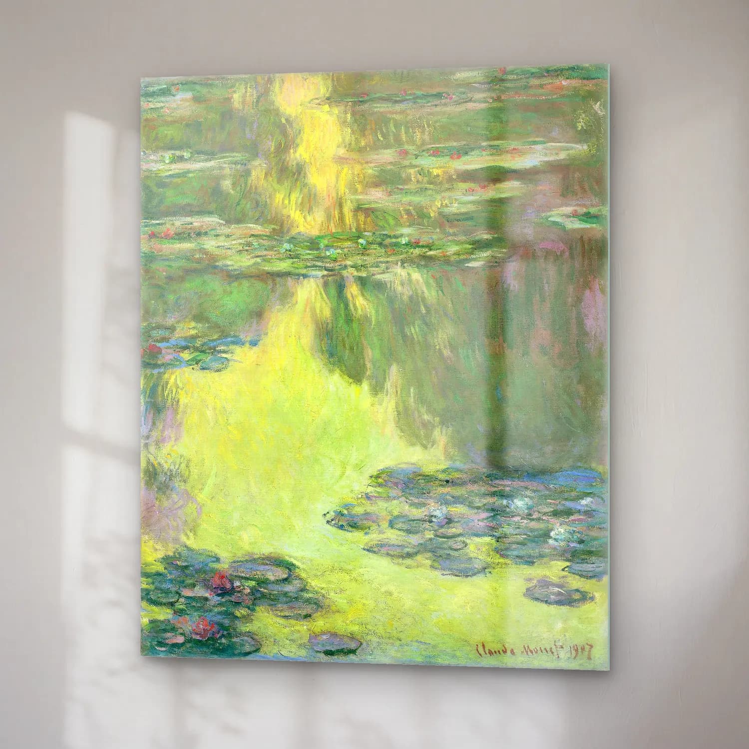 Claude Monet – Nilüfer Göleti No. 10 cam tablo — sağ açıdan görünüm