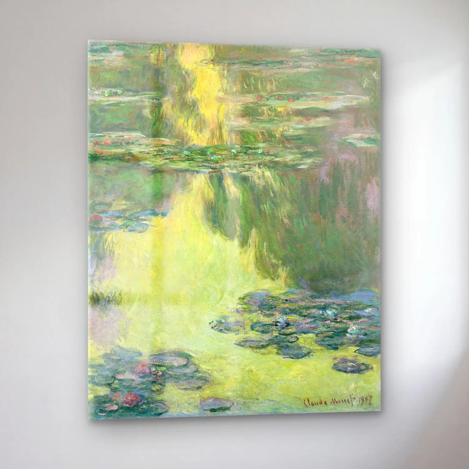 Claude Monet – Nilüfer Göleti No. 10 cam tablo — sol açıdan görünüm