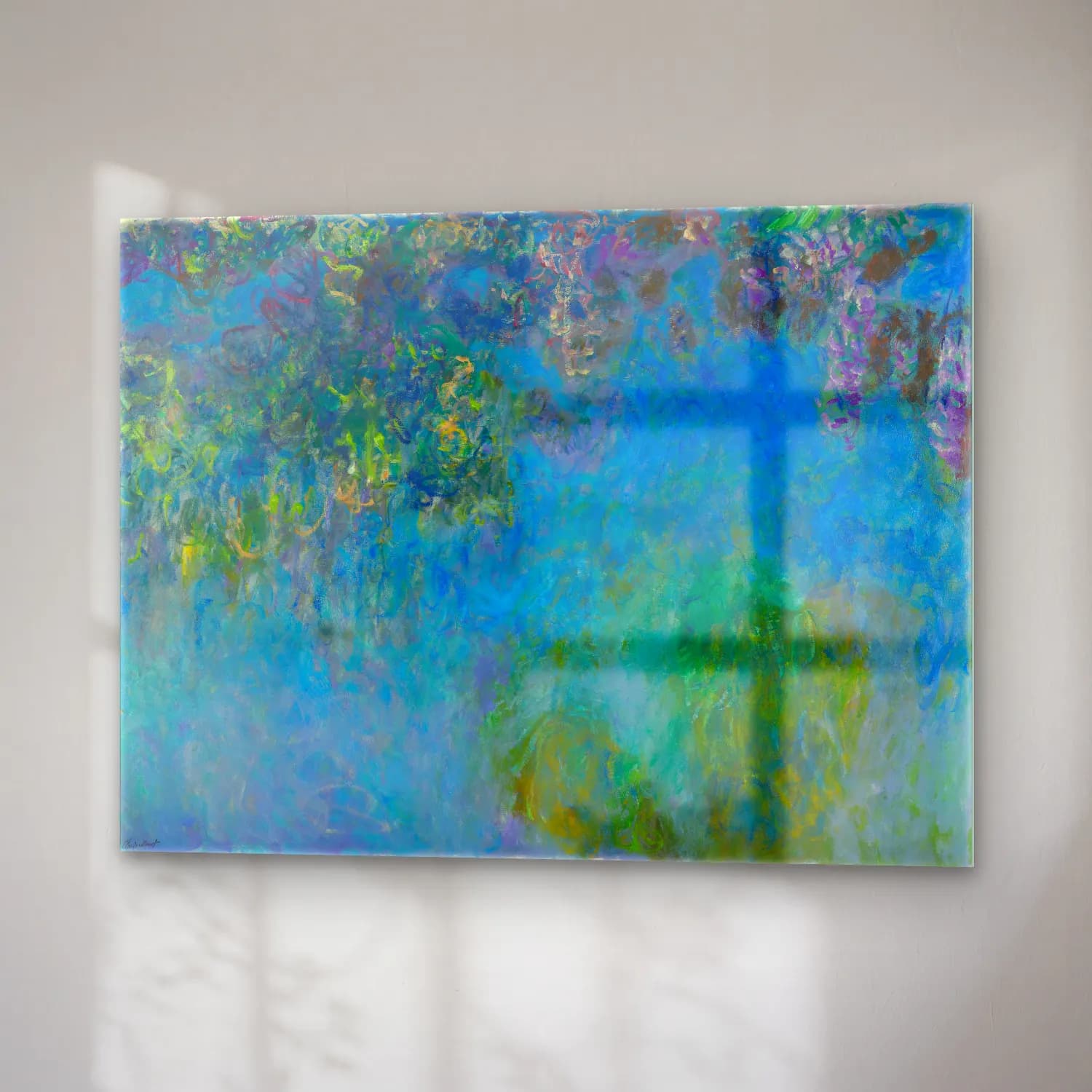 Claude Monet – Nilüfer Göleti – Mavi Tonlar cam tablo — sağ açıdan görünüm