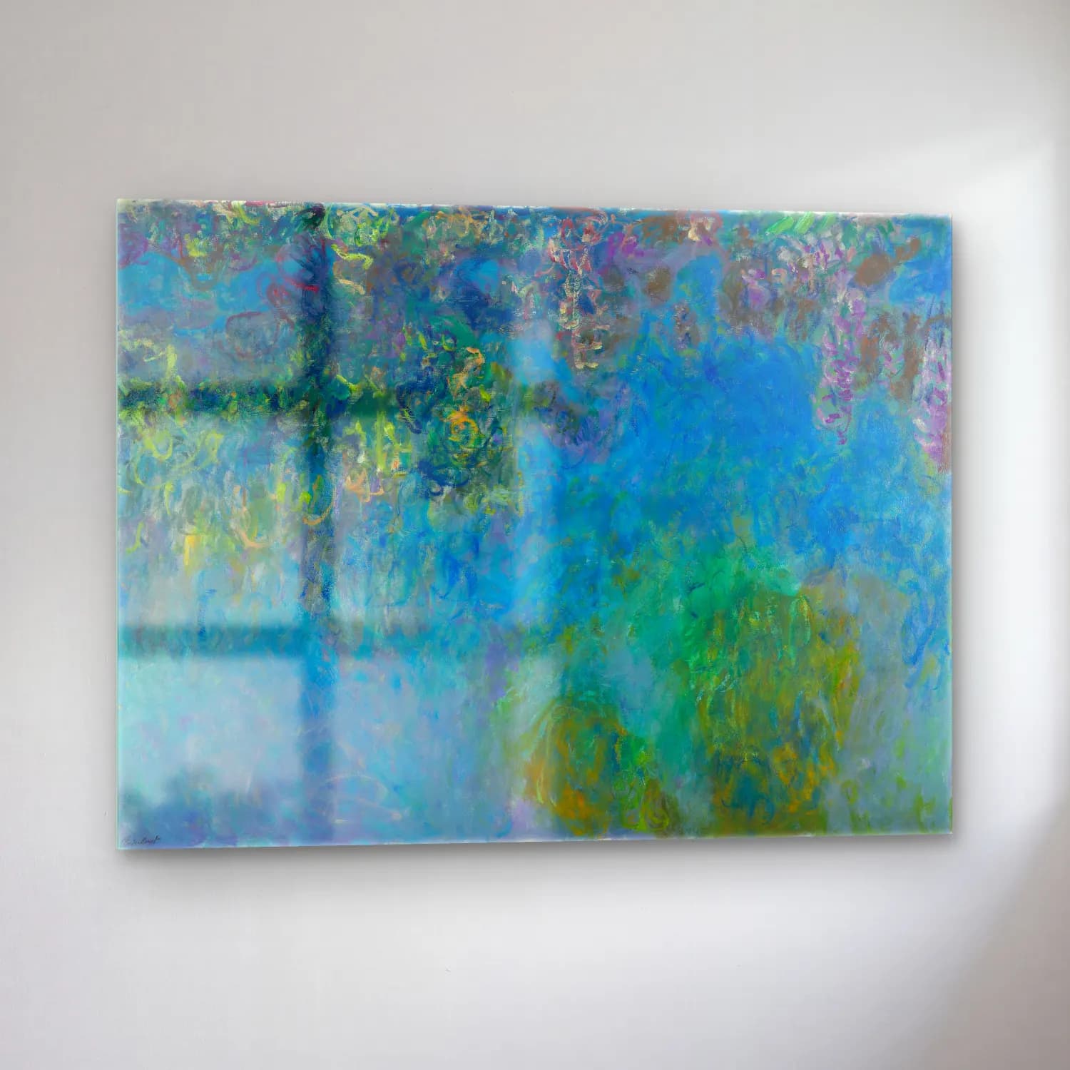Claude Monet – Nilüfer Göleti – Mavi Tonlar cam tablo — sol açıdan görünüm