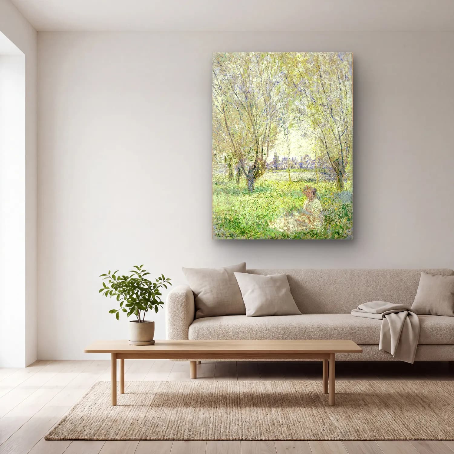 Claude Monet – Kır Evi – Pastel Tonlar cam tablo — açık renk salonda