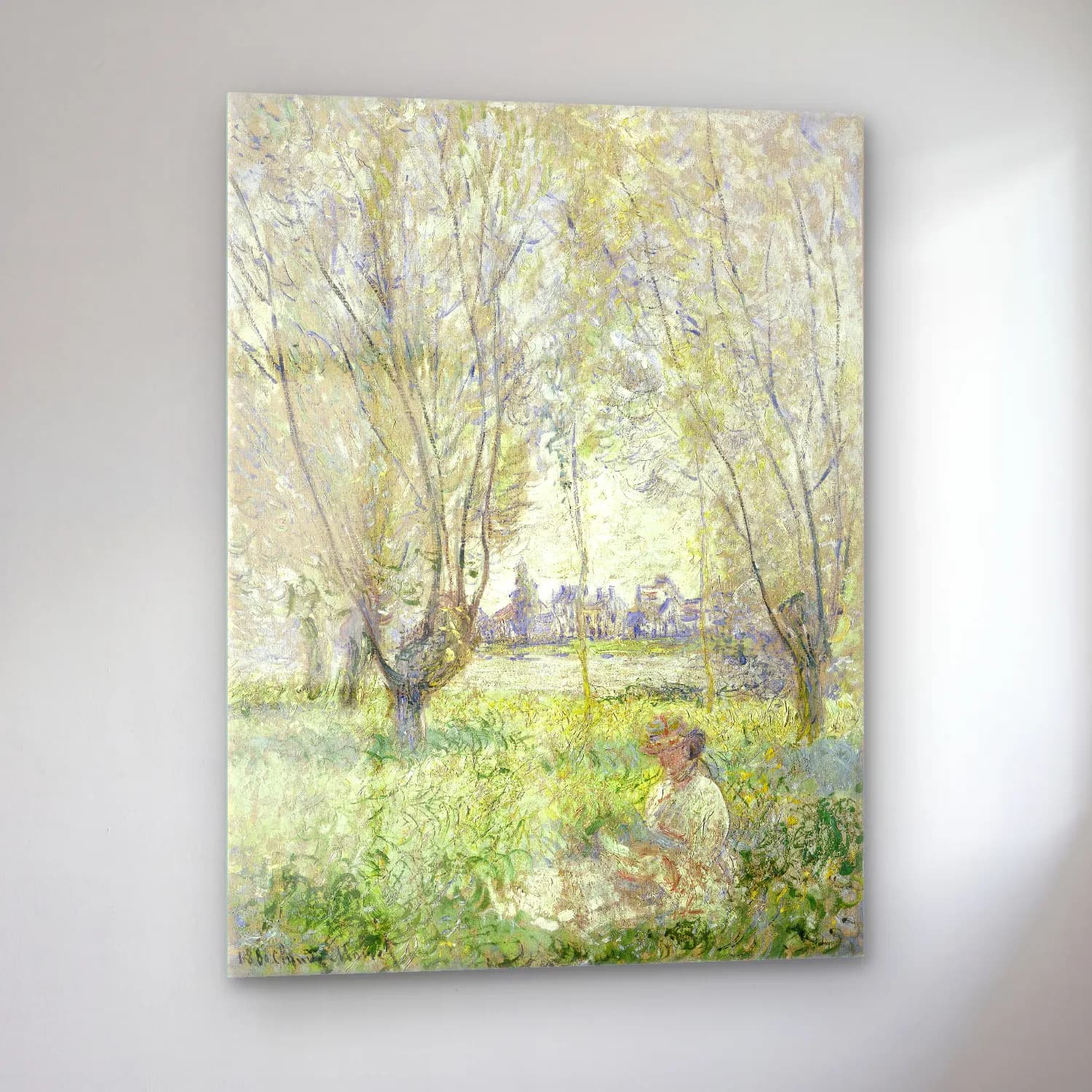 Claude Monet – Kır Evi – Pastel Tonlar cam tablo — sol açıdan görünüm