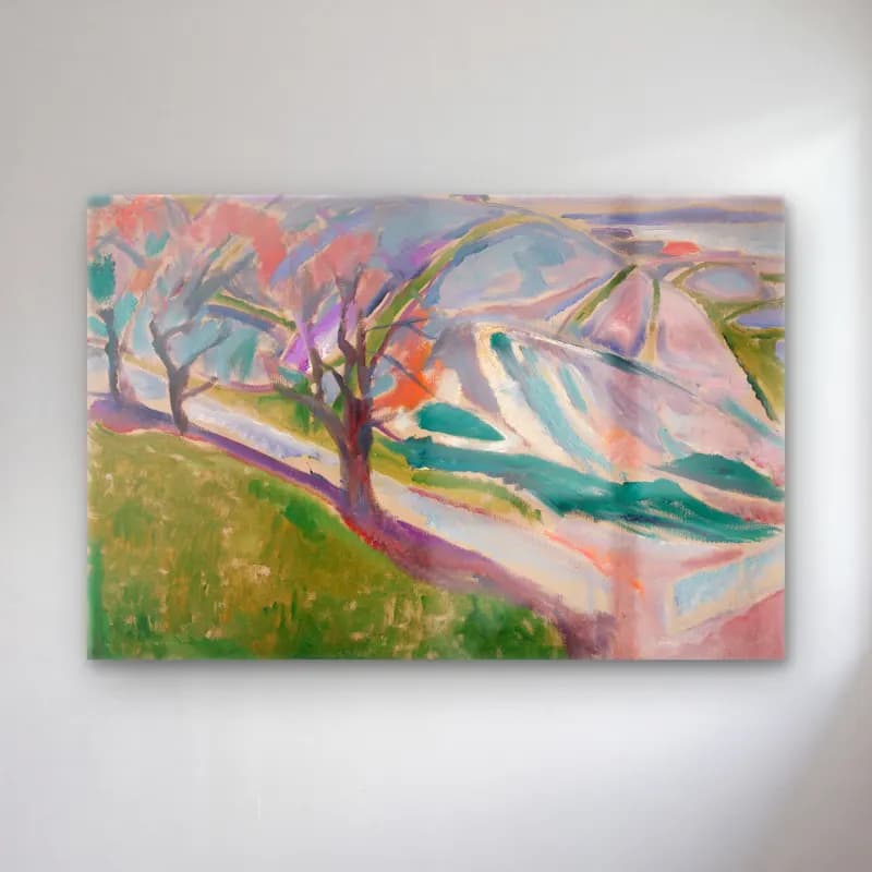 Edvard Munch – Soyut Manzara cam tablo — Edvard Munch – Soyut Manzara — empresyonist soyut manzara