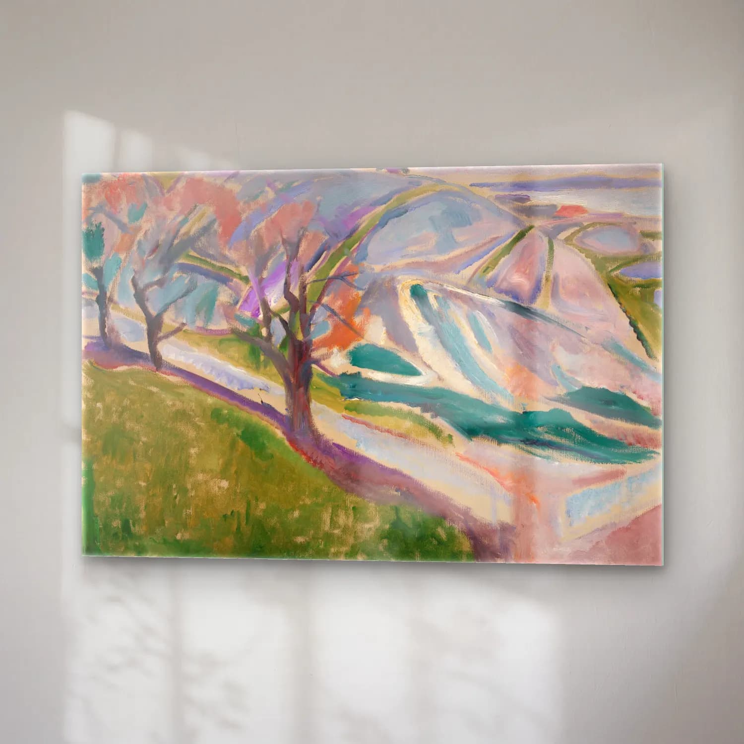 Edvard Munch – Soyut Manzara cam tablo — sağ açıdan görünüm