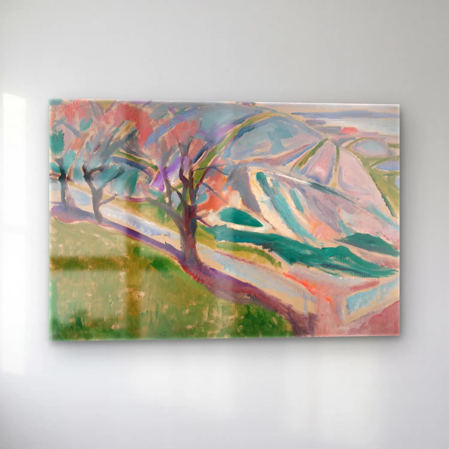 Edvard Munch – Soyut Manzara cam tablo — sol açıdan görünüm